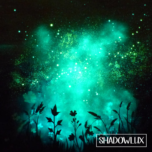 glow in the dark painting meadow with flowers and grasses