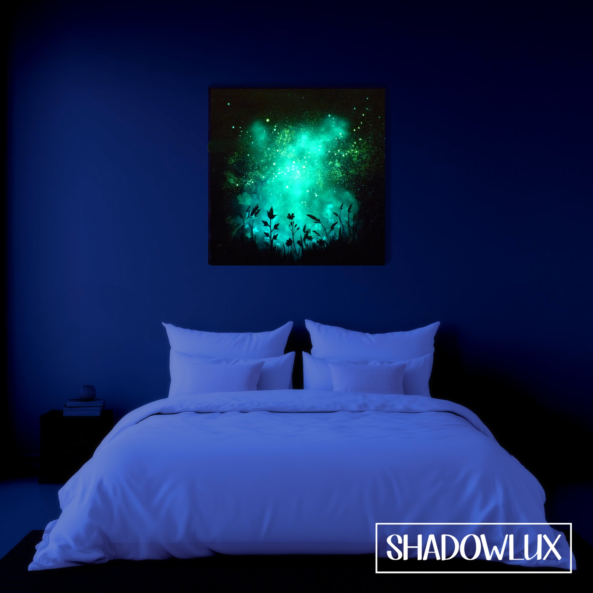 glow in the dark meadow painting at night