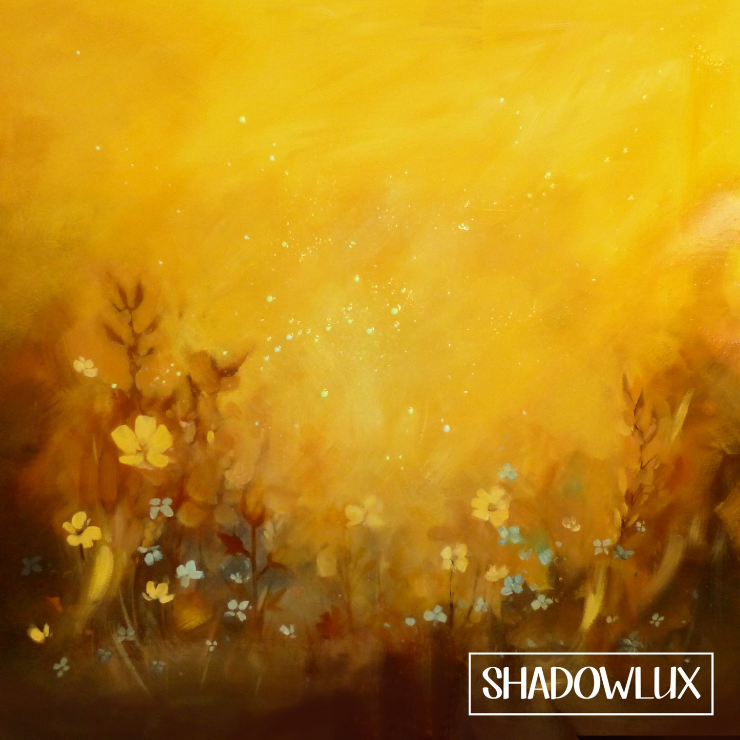 glow in the dark meadow painting with grasses and wild flowers