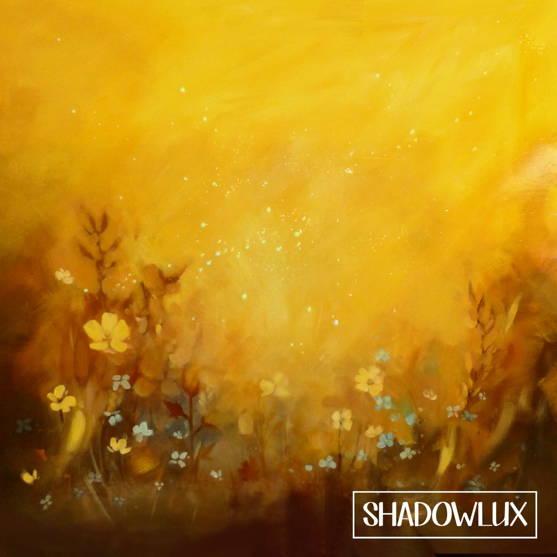 glow in the dark meadow painting with grasses and wild flowers