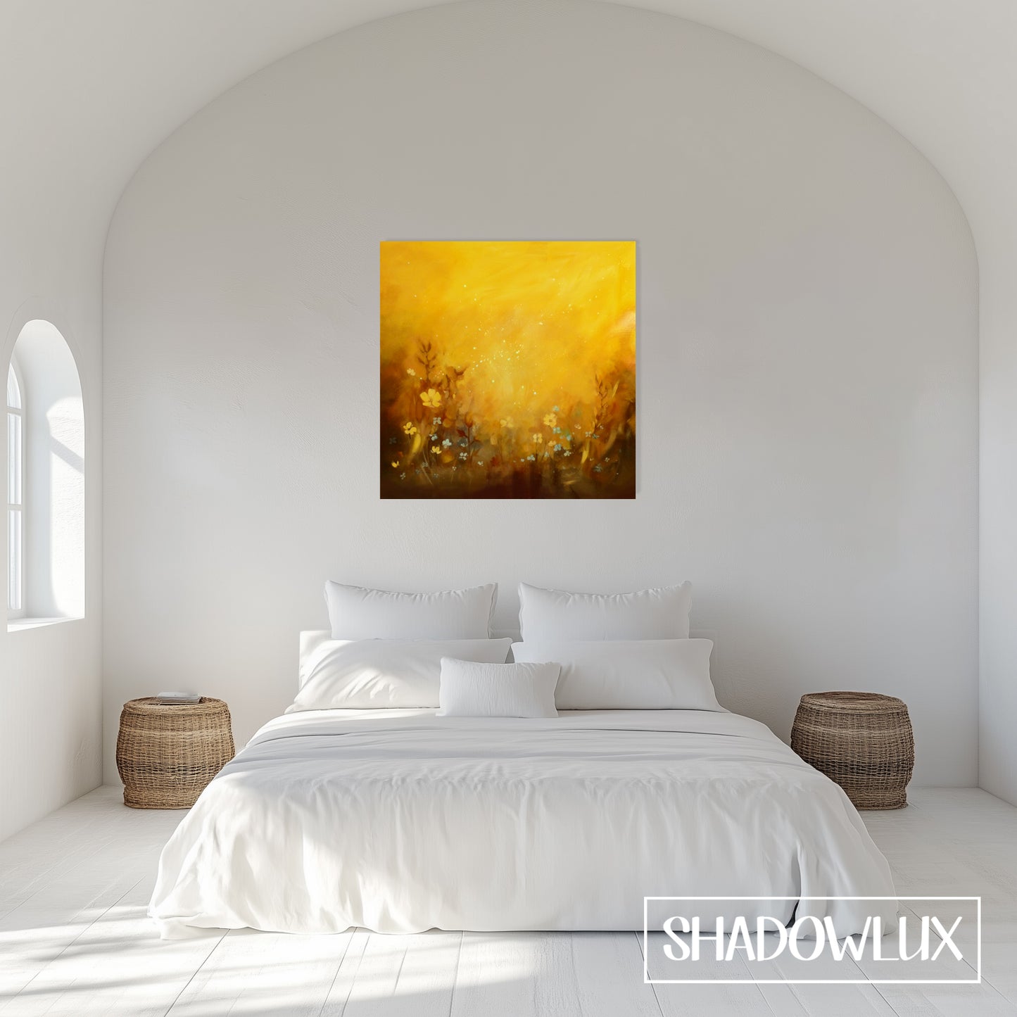 glow in the dark meadow painting on a bedroom wall