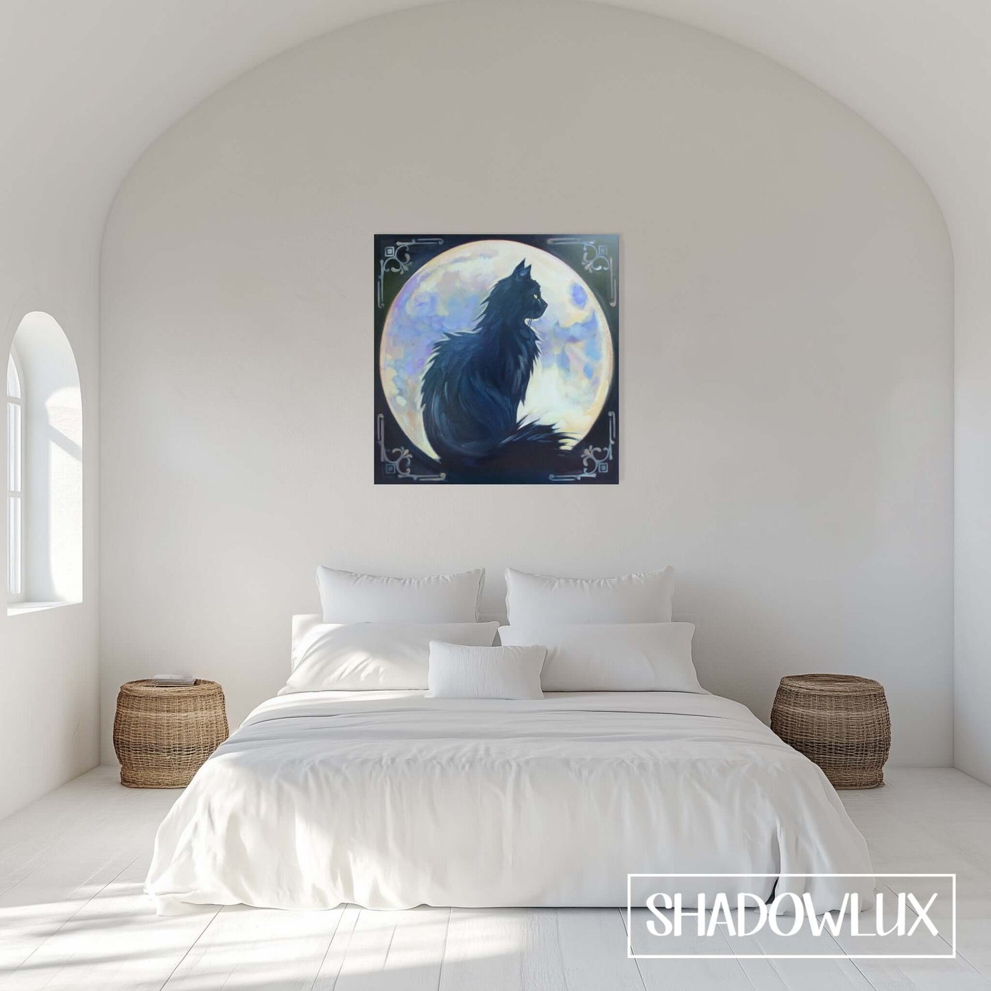 glow in the dark painting on bedroom wall during the day