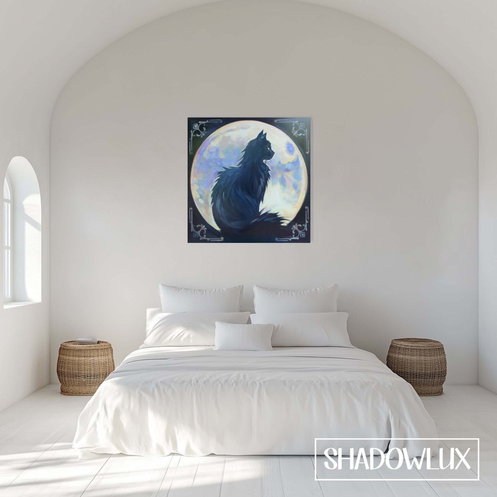 glow in the dark painting on bedroom wall during the day