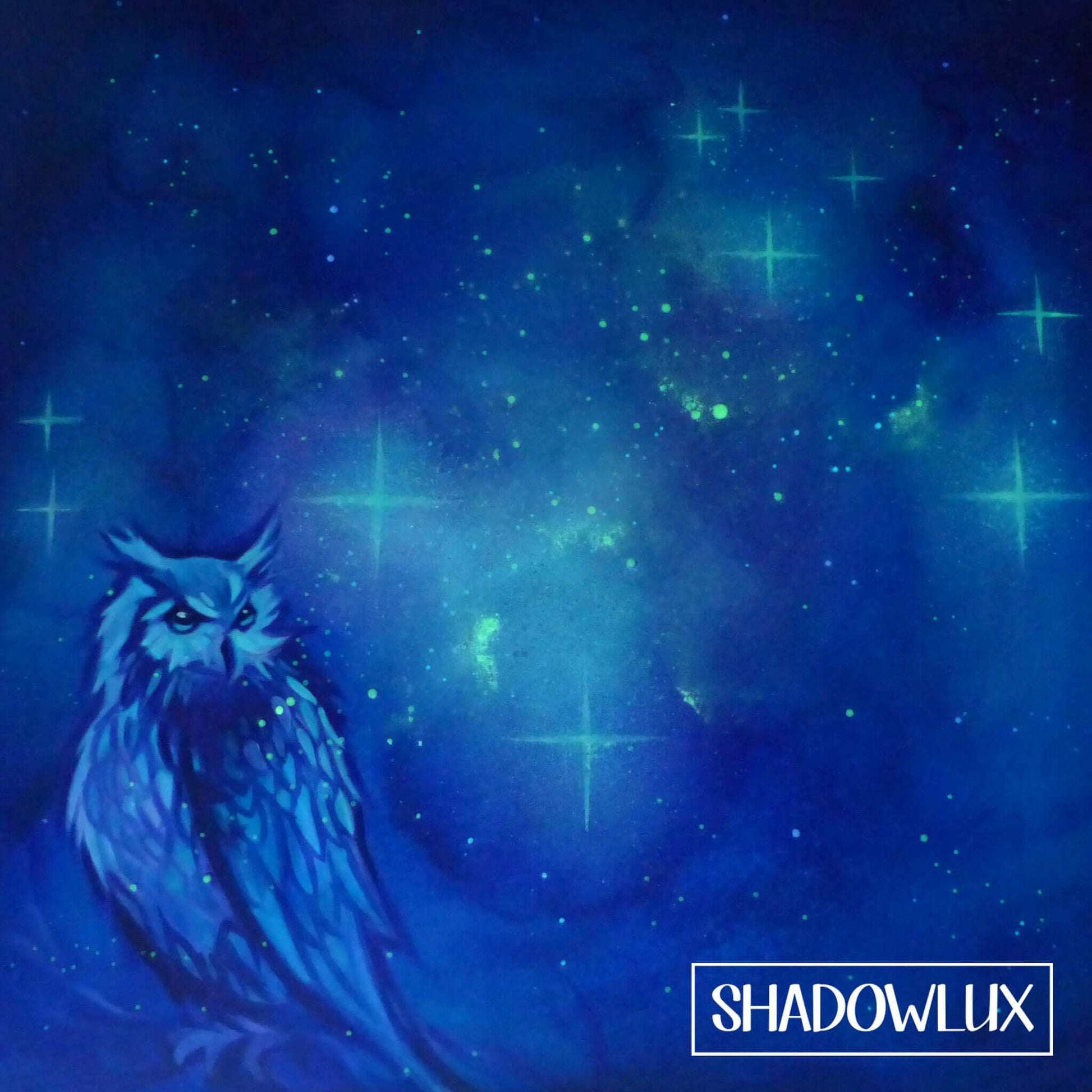 Blue owl against a starry night sky with 'SHADOWLUX' branding.