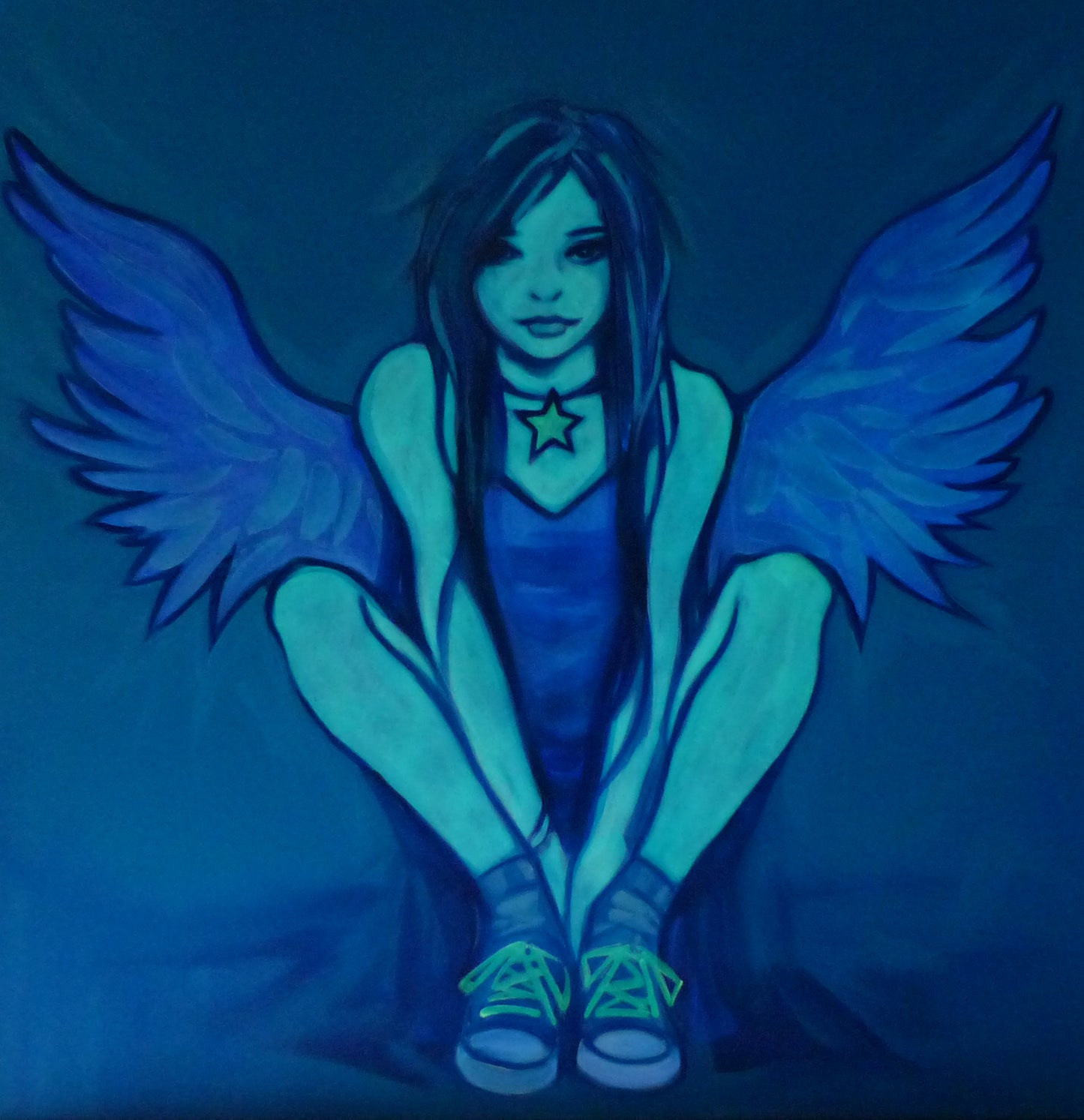 glow in the dark emo angel painting