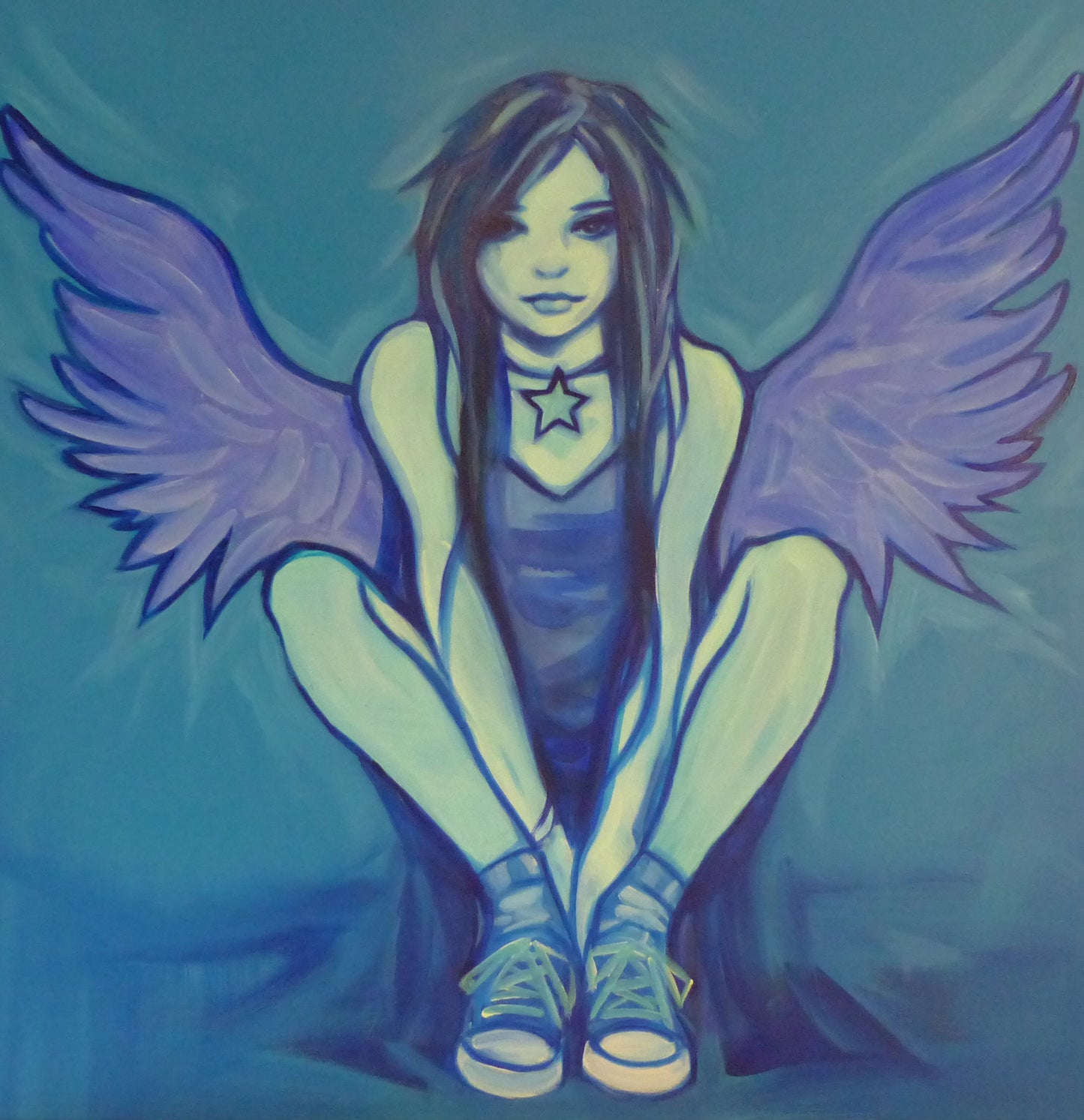 glow in the dark girl painting