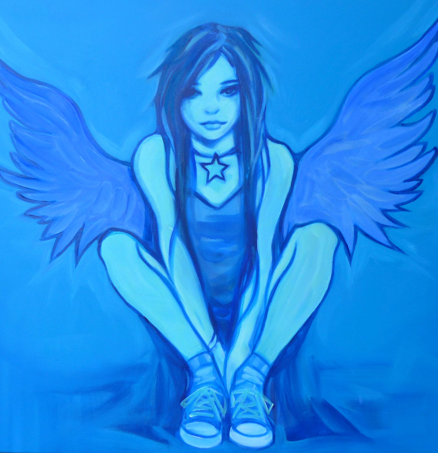 glow painting of emo angel girl