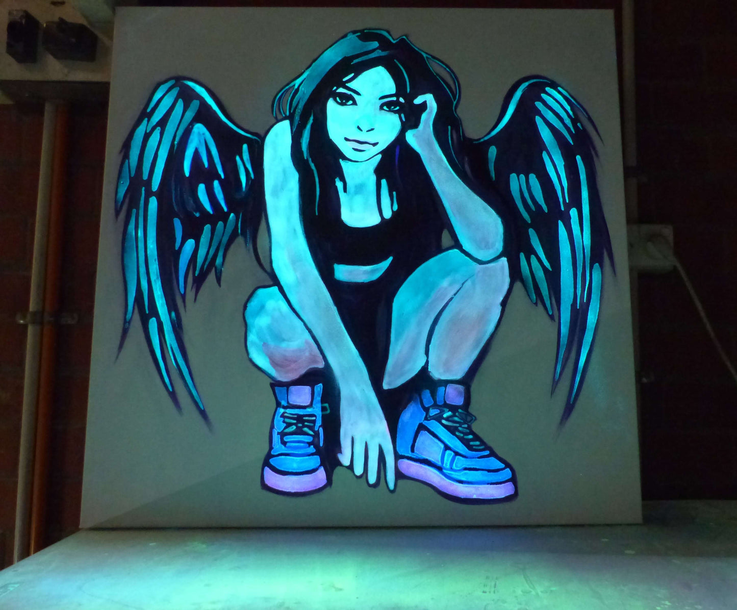 Glow in the dark angel painting