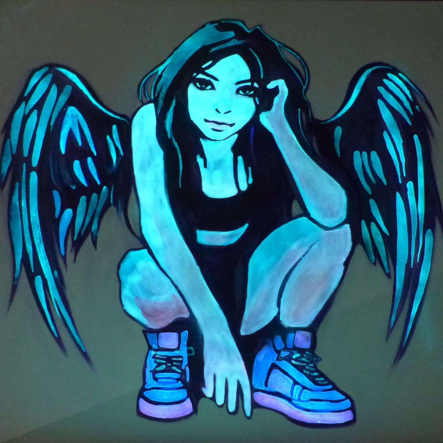 Glow in the dark angel painting