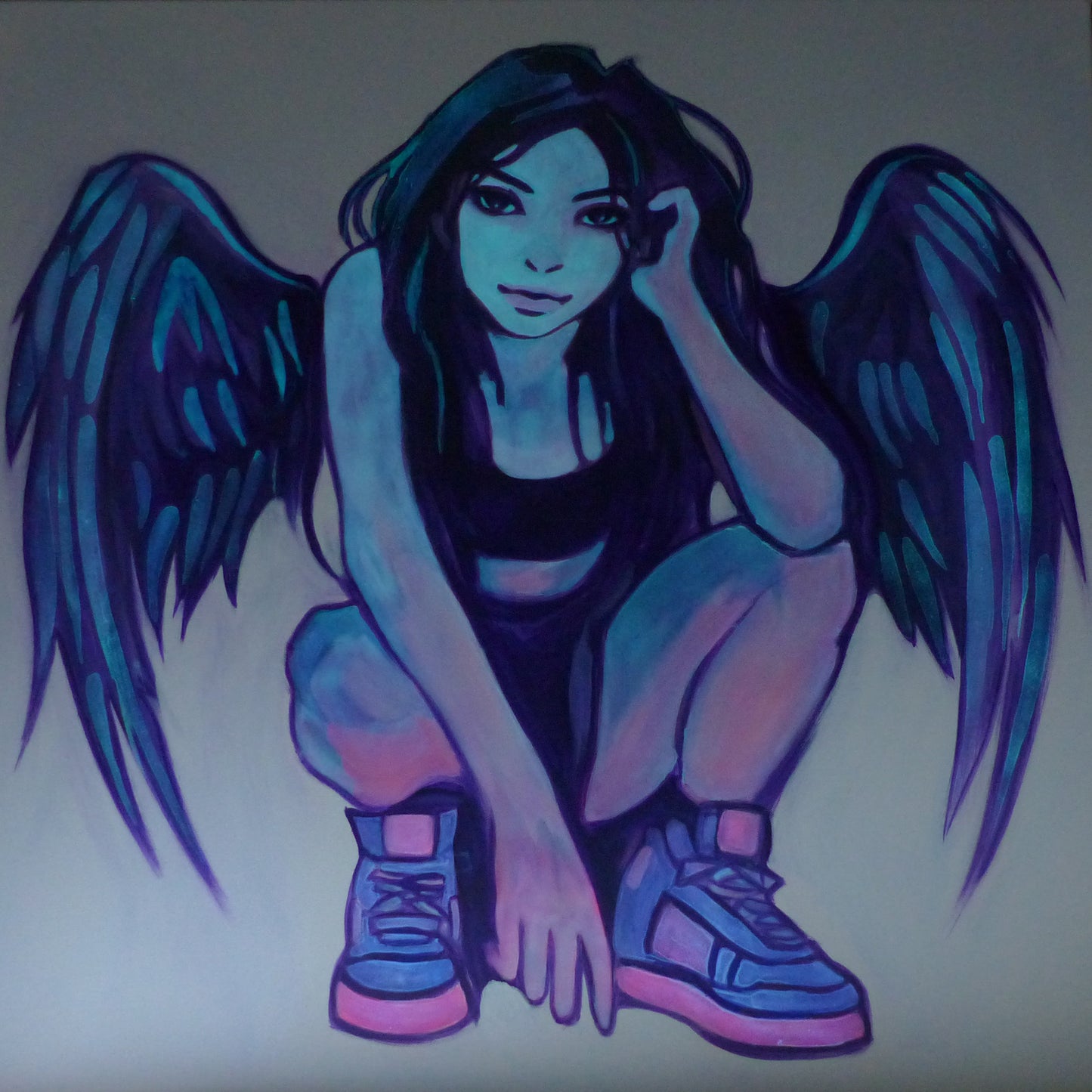 glow in the dark angel painting