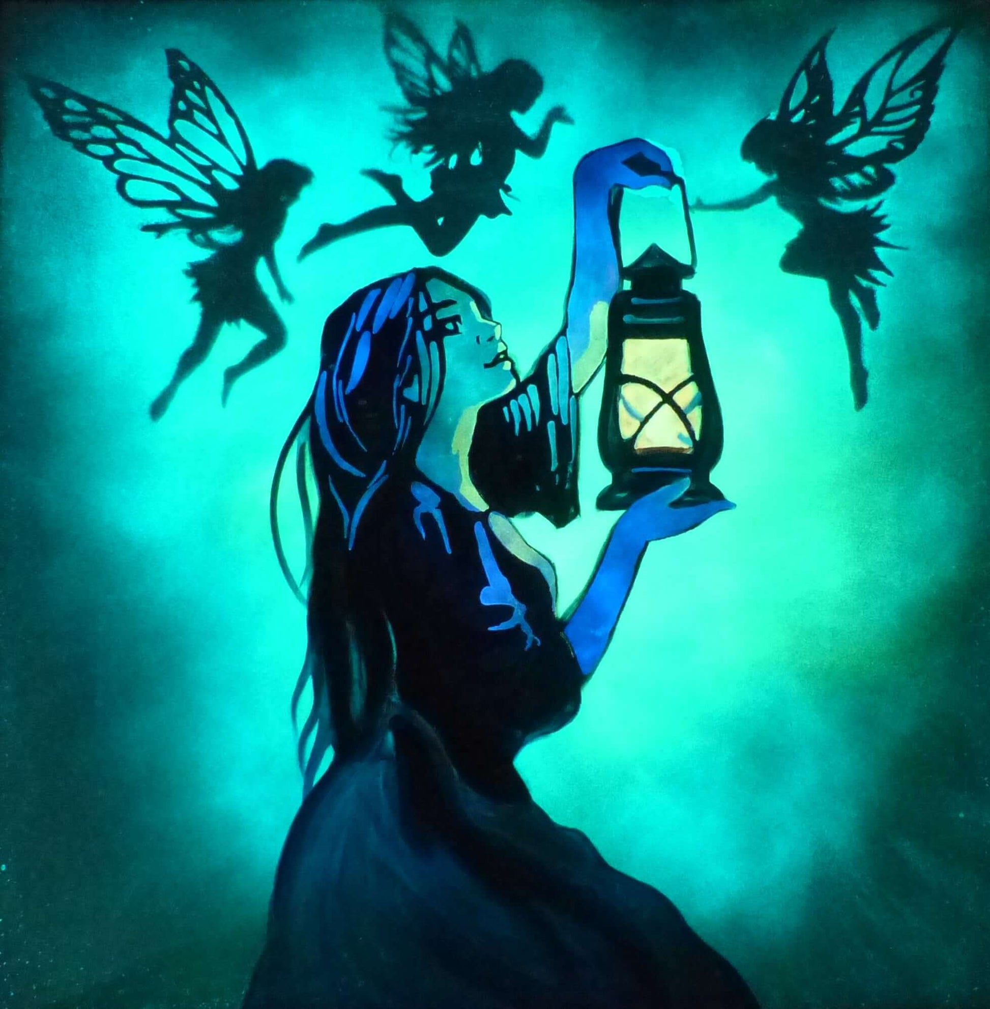 glow in the dark fairies painting
