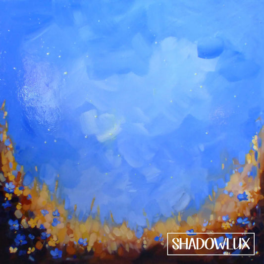 prairie with blue sky painting glows in the dark at night