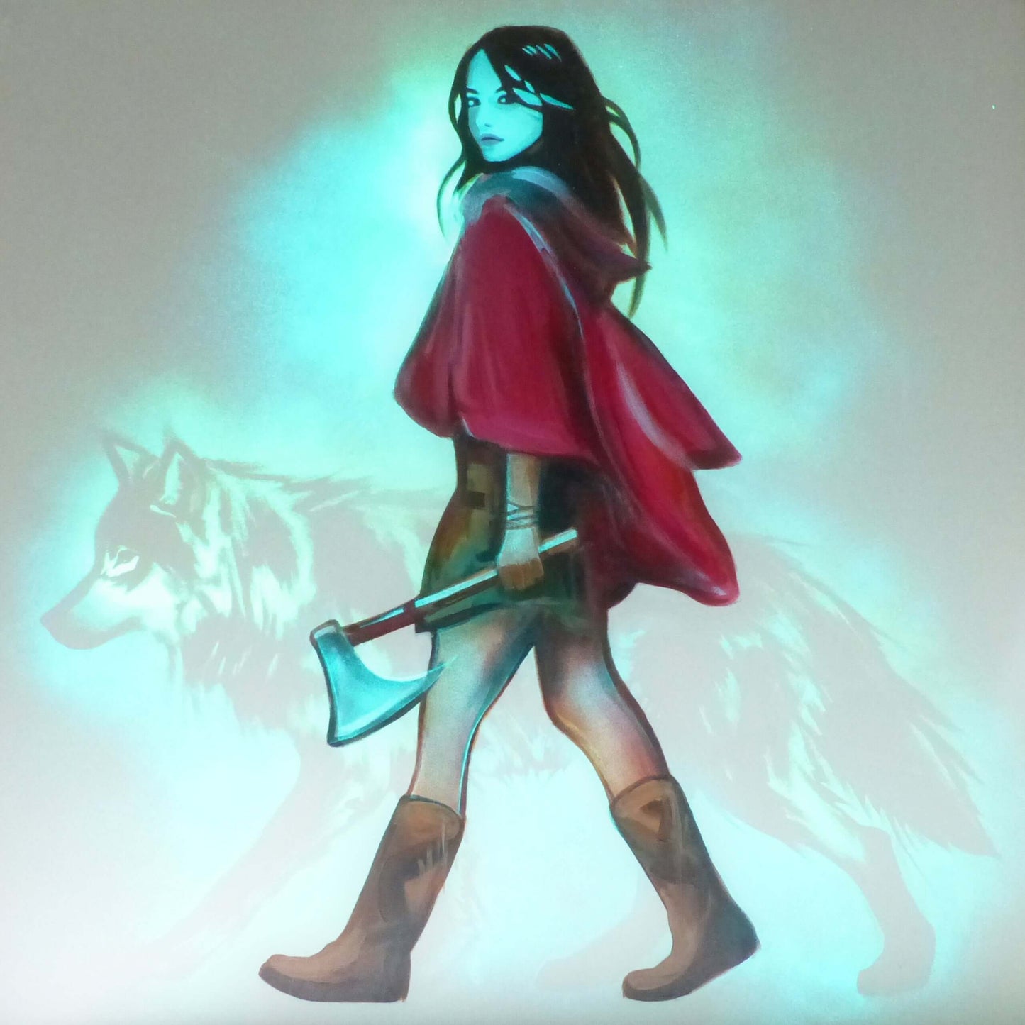 glow in the dark little red riding hood painting