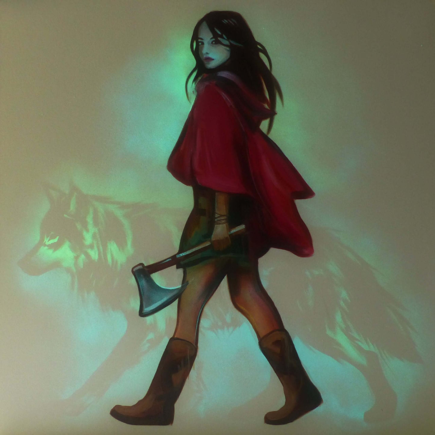 glow in the dark little red riding hood painting