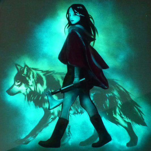 glow in the dark little red riding hood painting