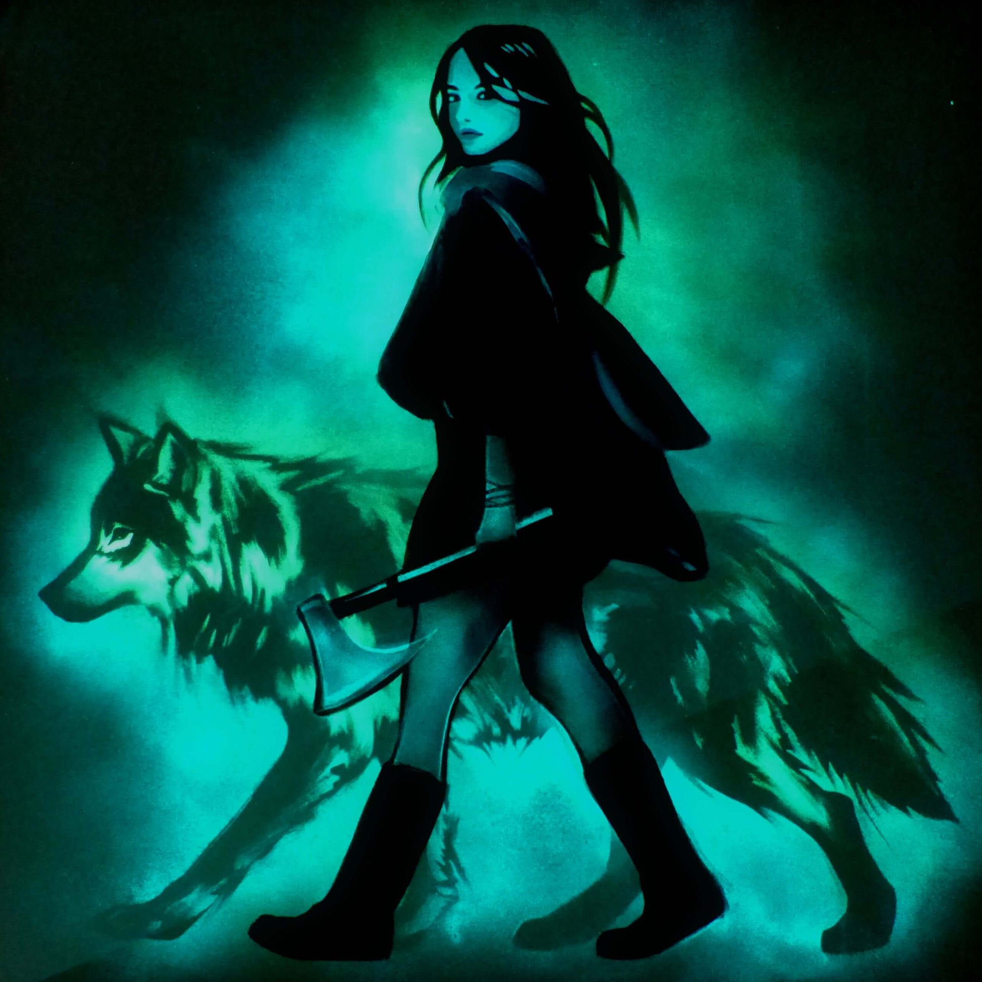 glow in the dark little red riding hood painting