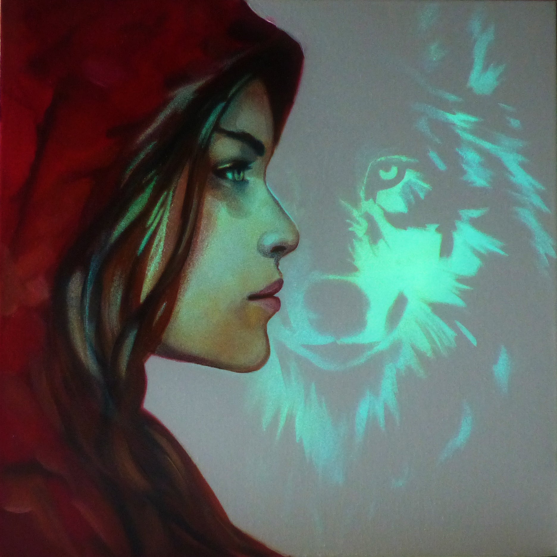 red riding hood glow in the dark painting