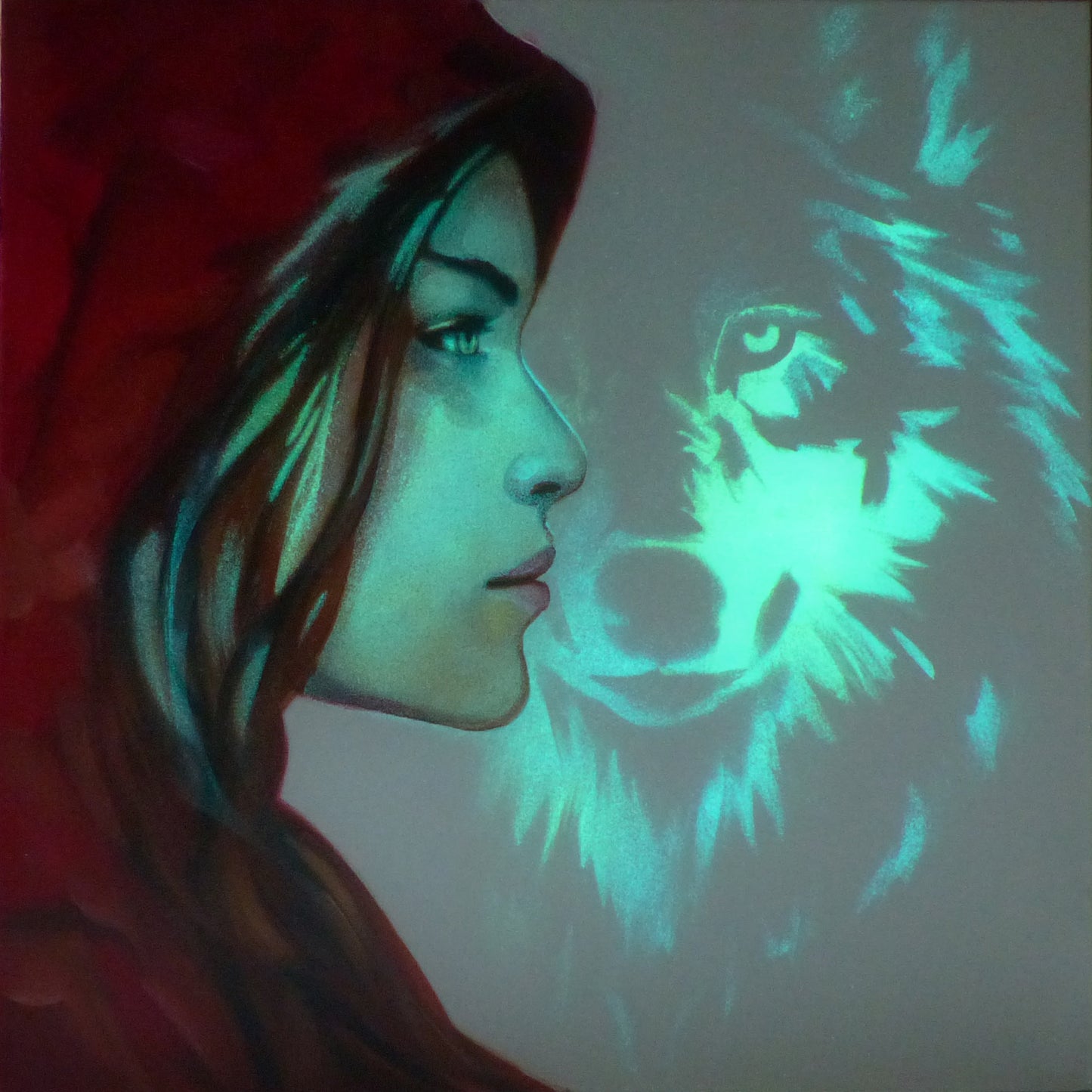 red riding hood glow in the dark painting