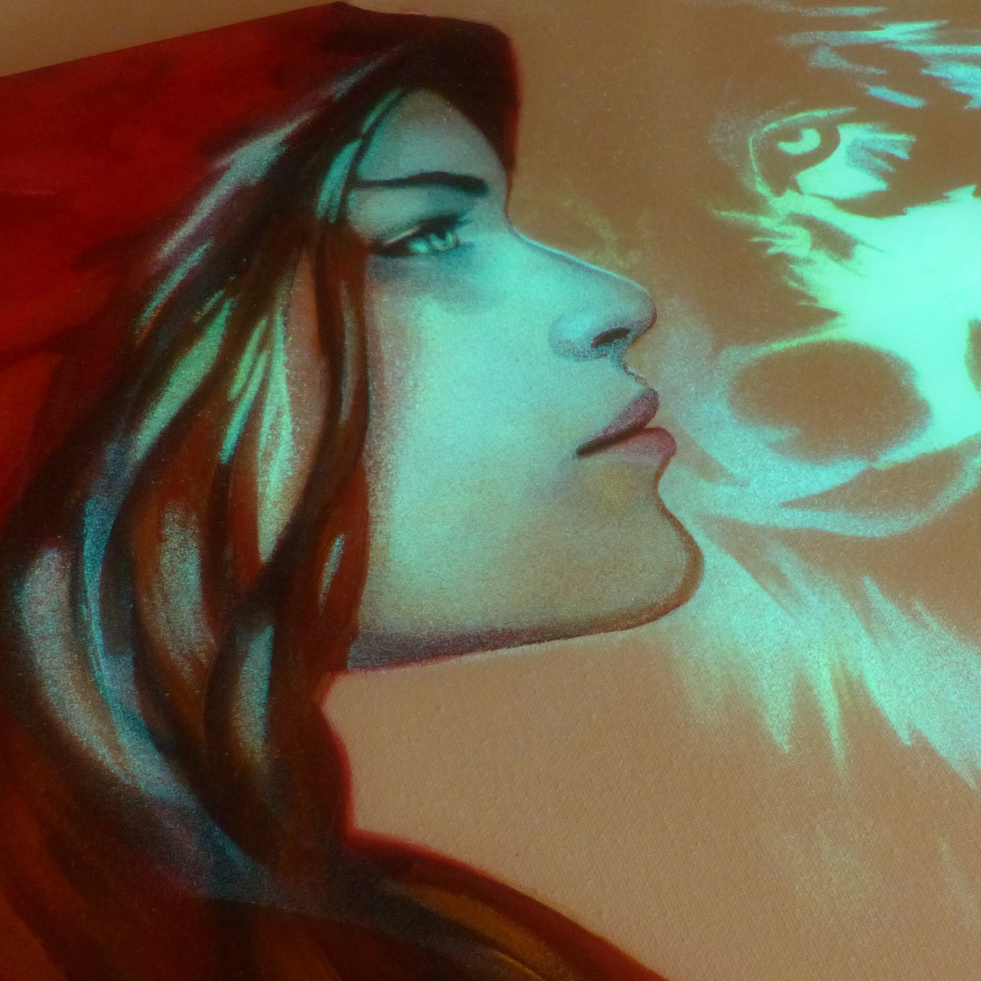red riding hood glow in the dark painting