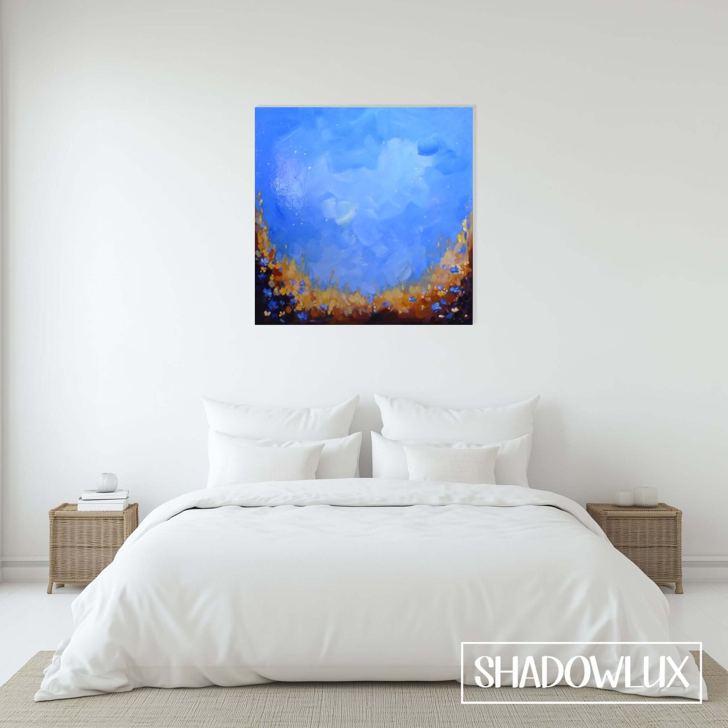 landscape glow in the dark mural painting with stars