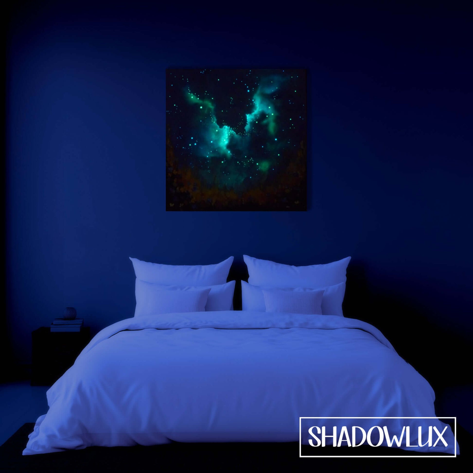 glow in the dark painting on bedroom wall