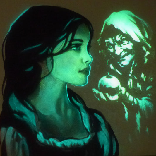 Glow in the dark snow white painting