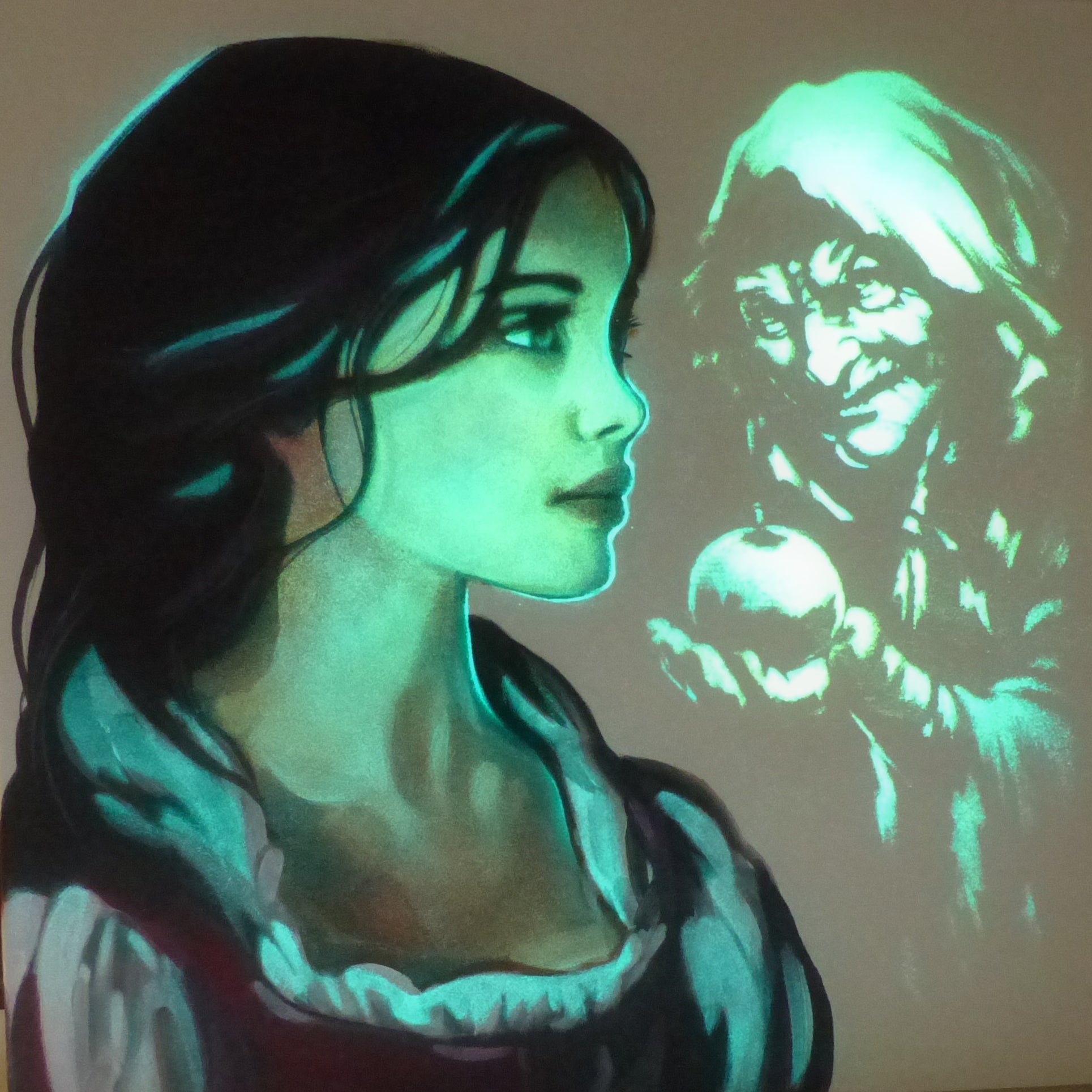 Glow in the dark snow white painting