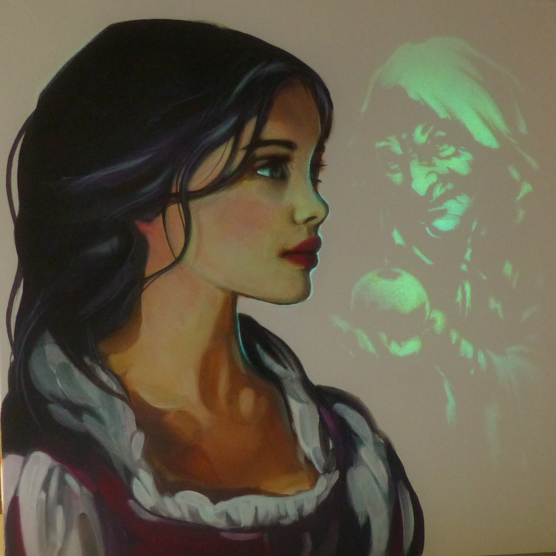 Glow in the dark snow white painting