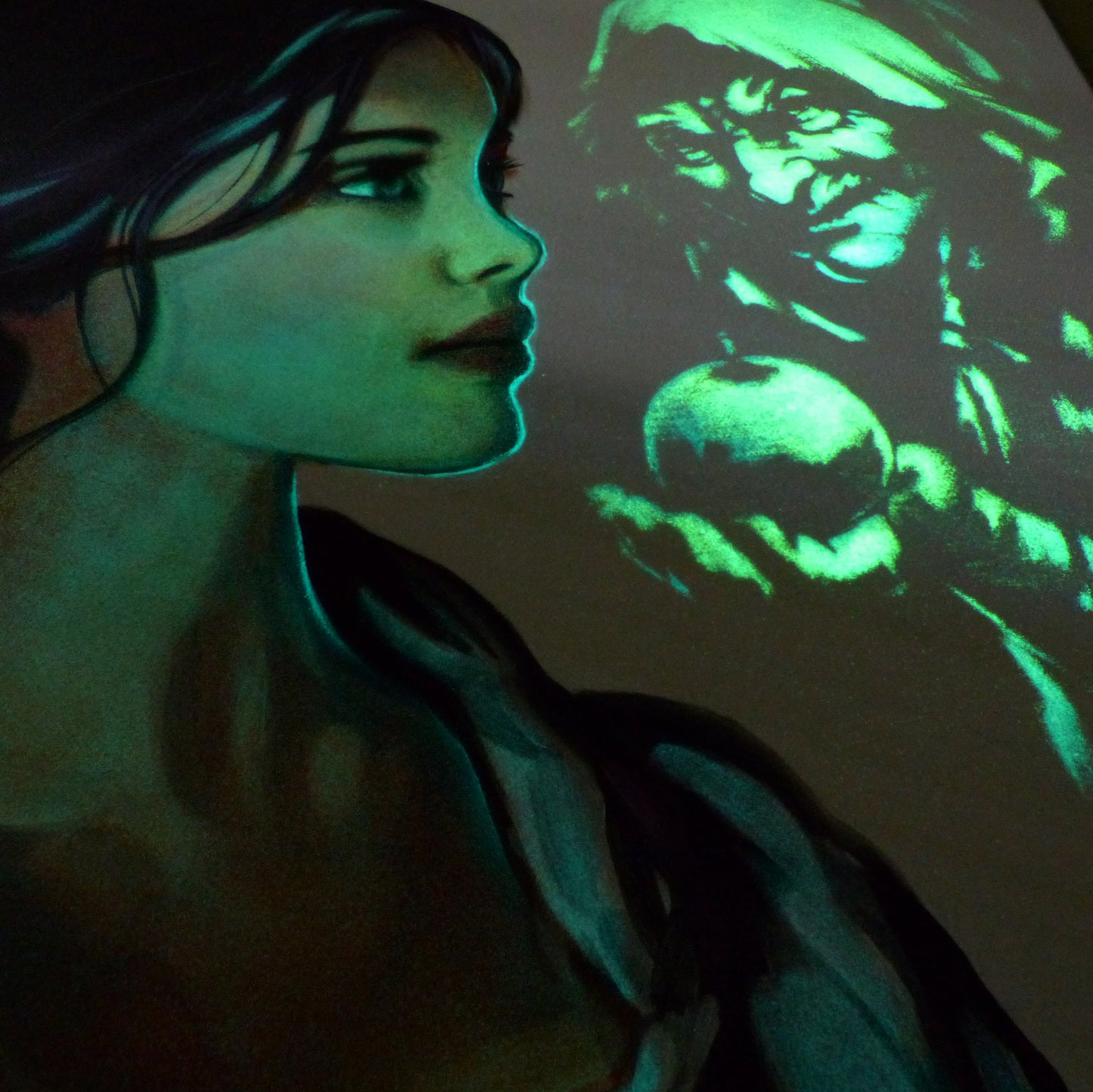 Glow in the dark snow white painting