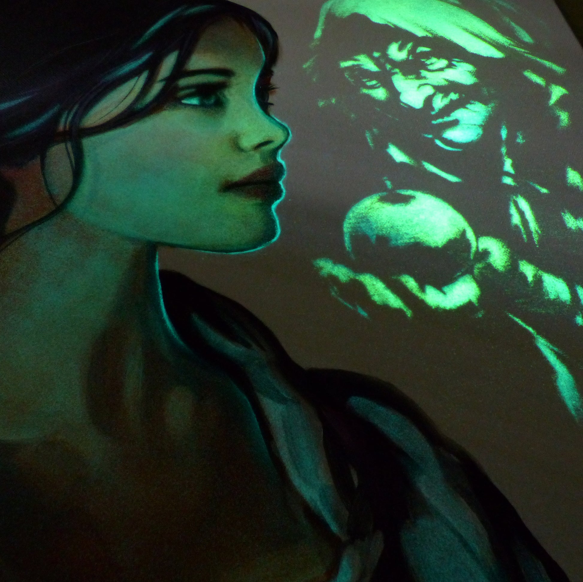 Glow in the dark snow white painting