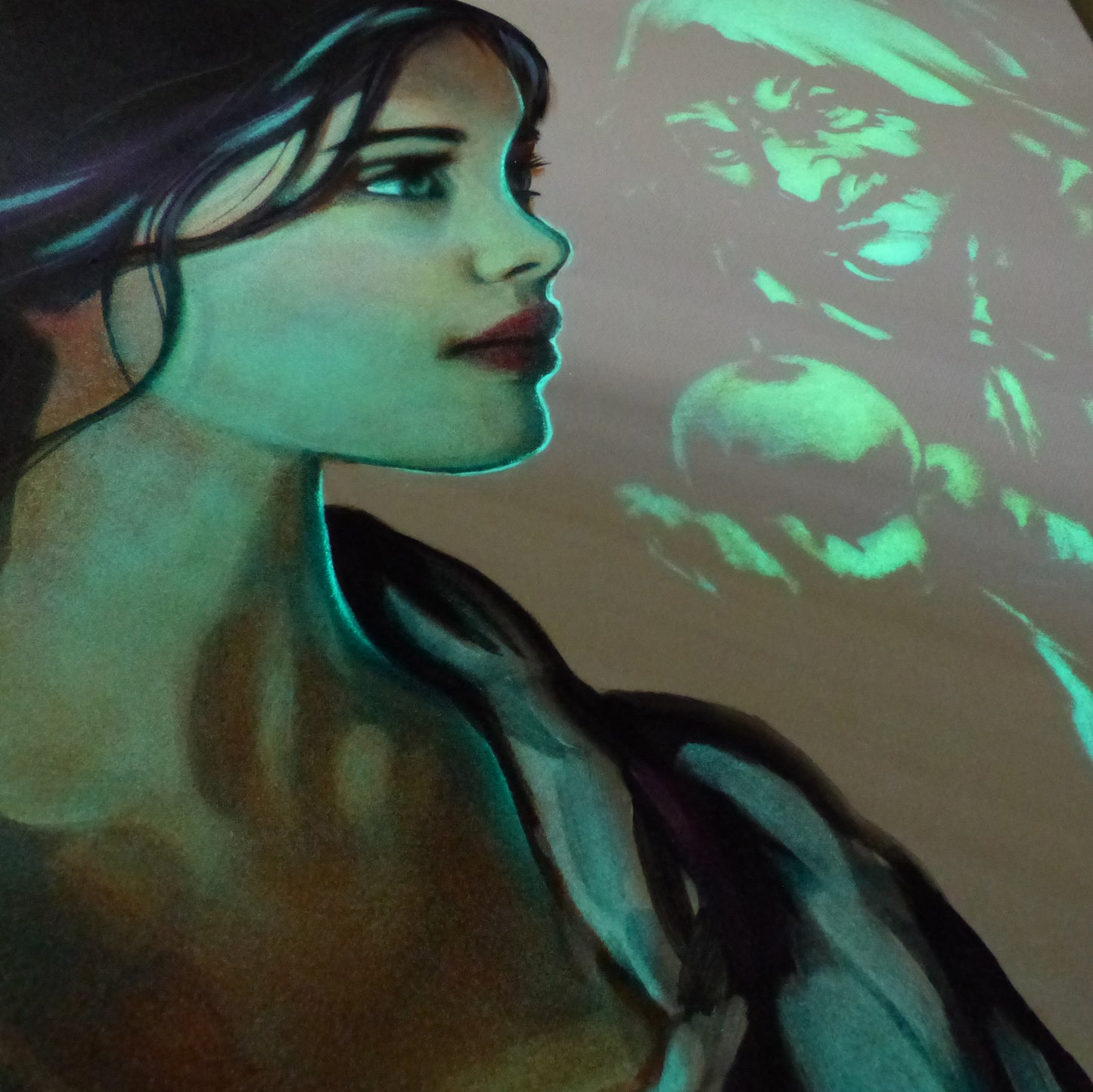 Glow in the dark snow white painting