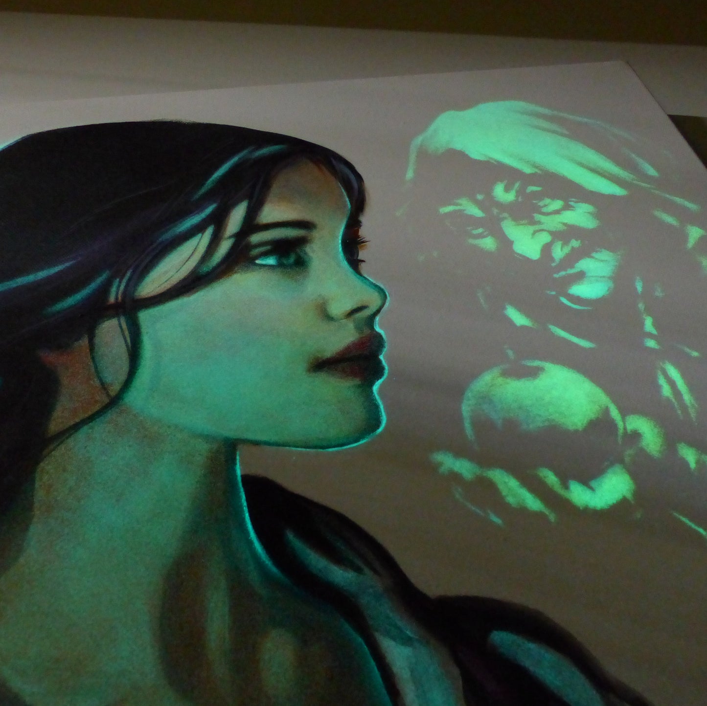Glow in the dark snow white painting