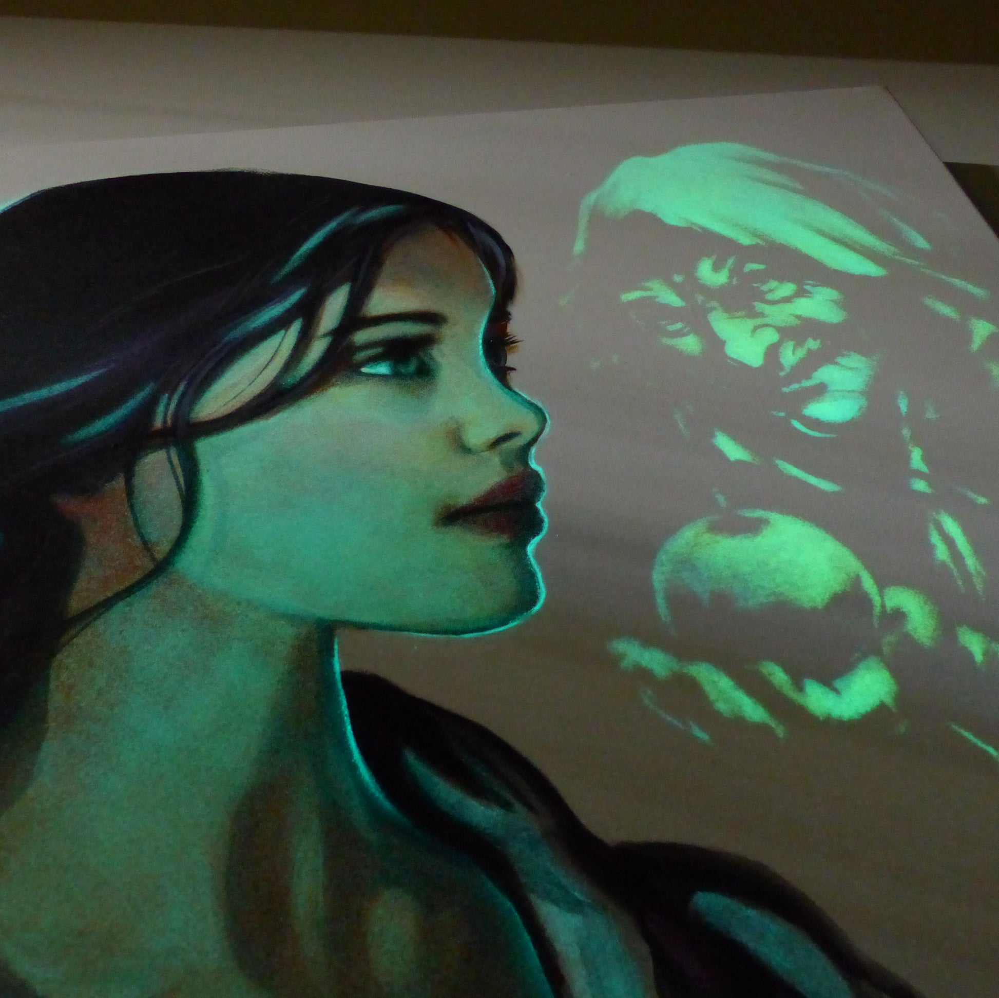 Glow in the dark snow white painting