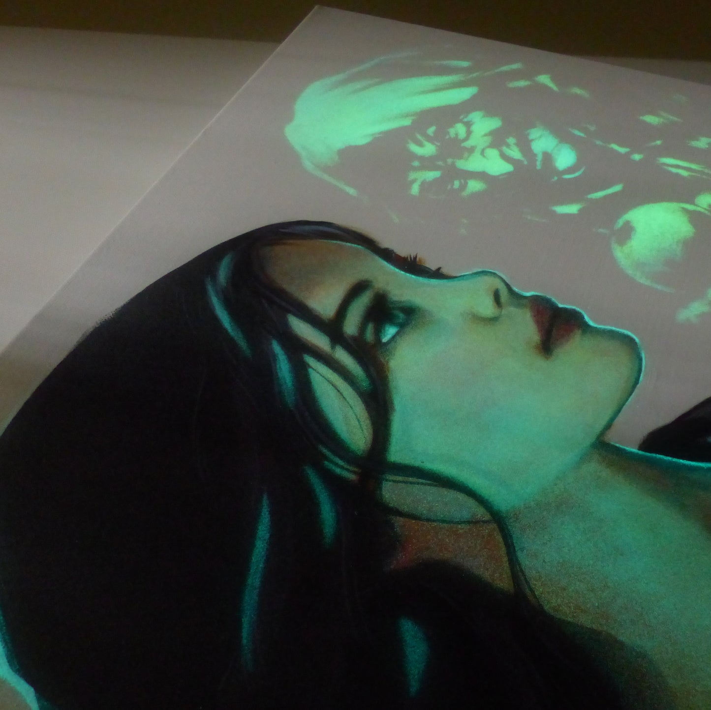 Glow in the dark snow white painting