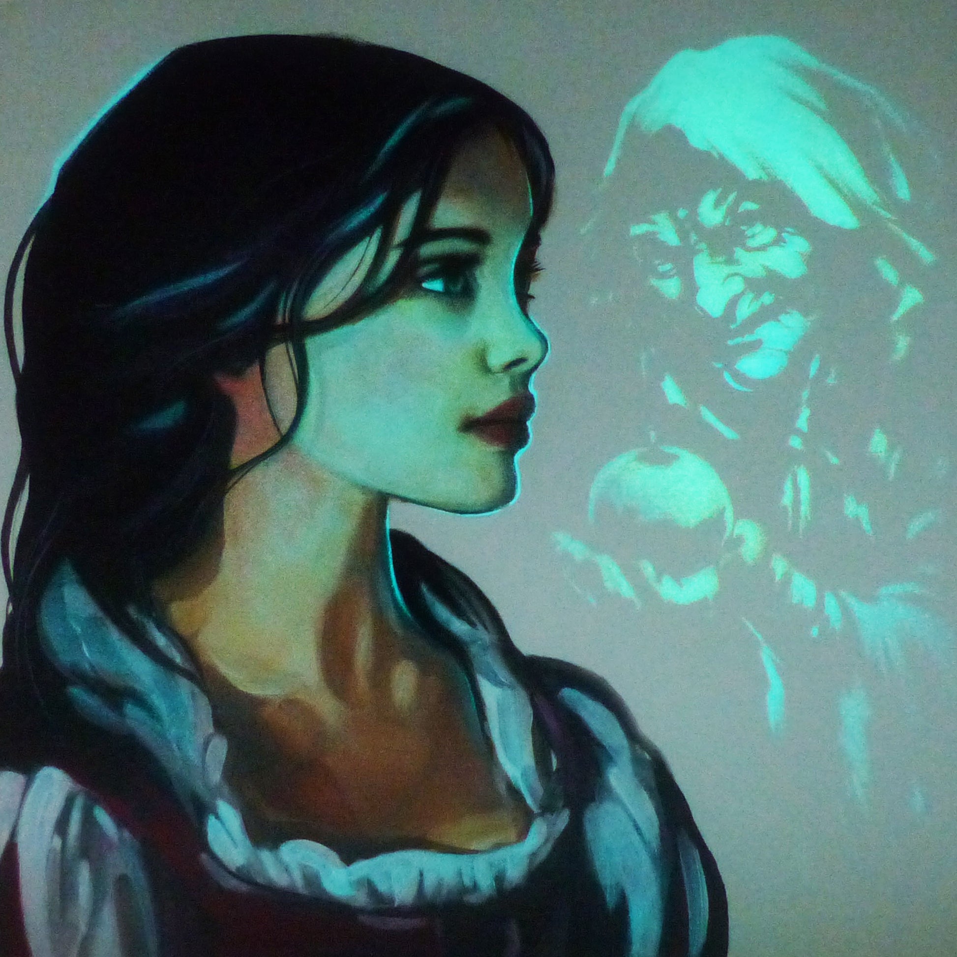 Glow in the dark snow white painting