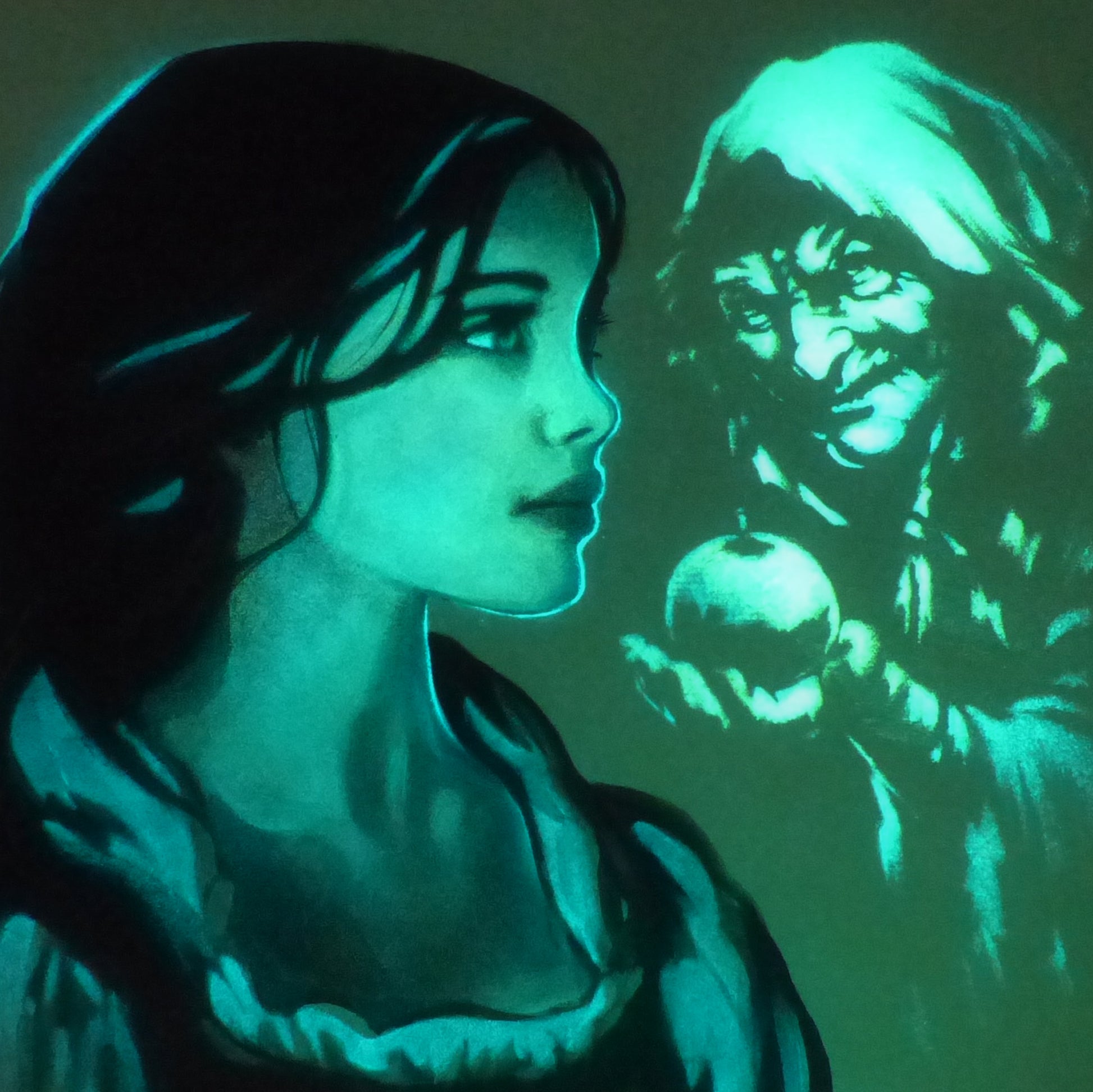 Glow in the dark snow white painting