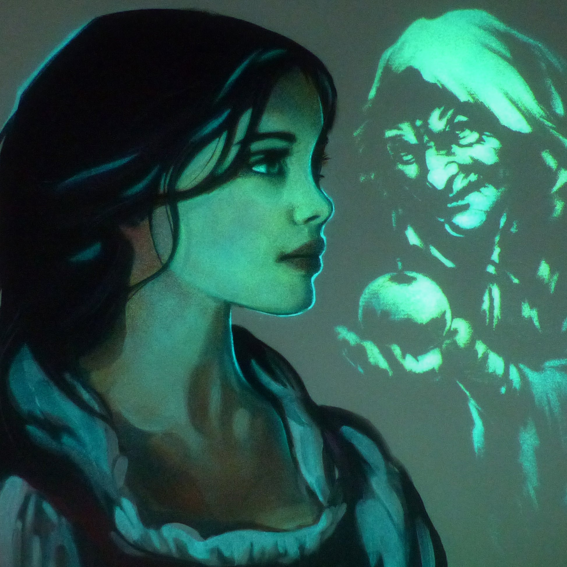 Glow in the dark snow white painting