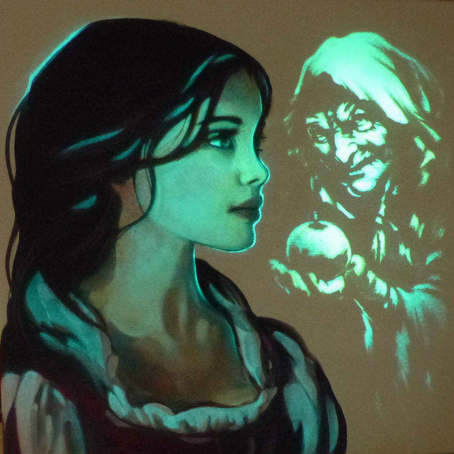 Glow in the dark snow white painting