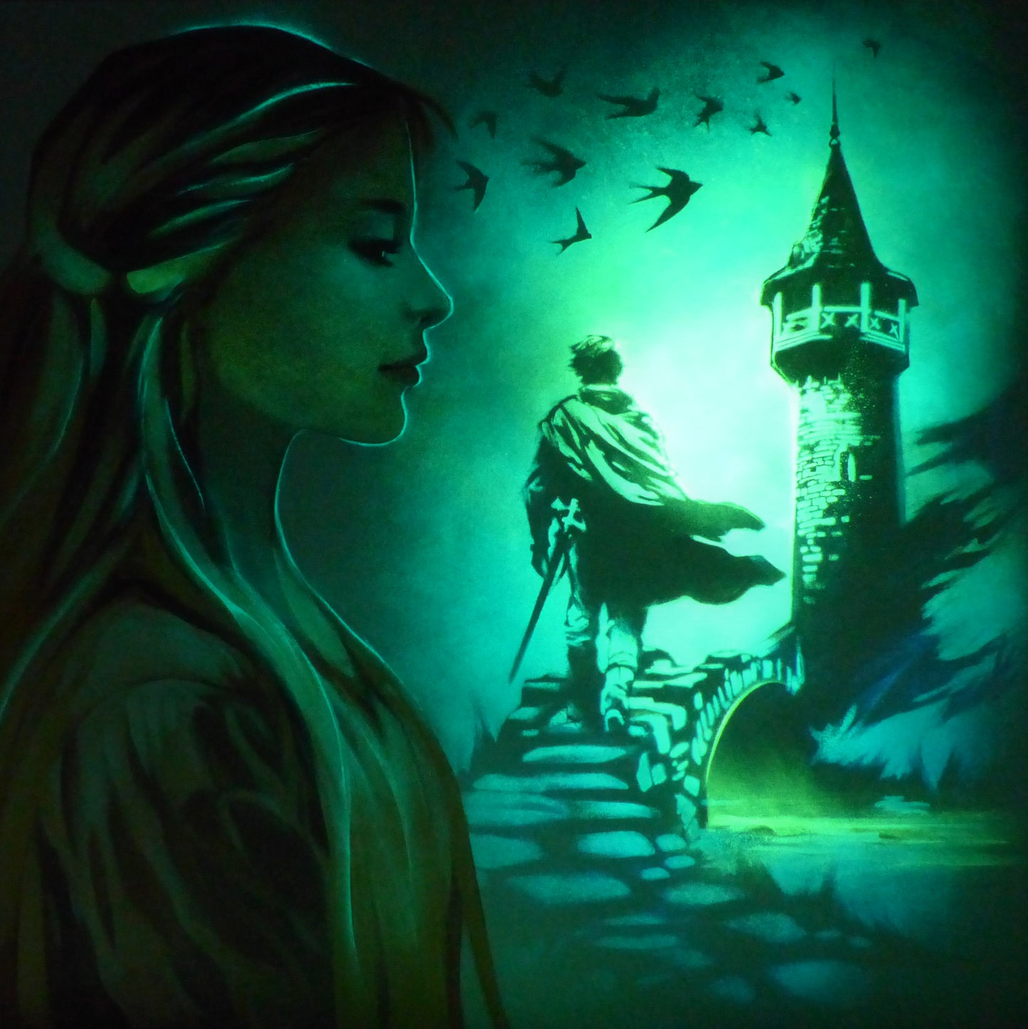 glow in the dark rapunzel painting