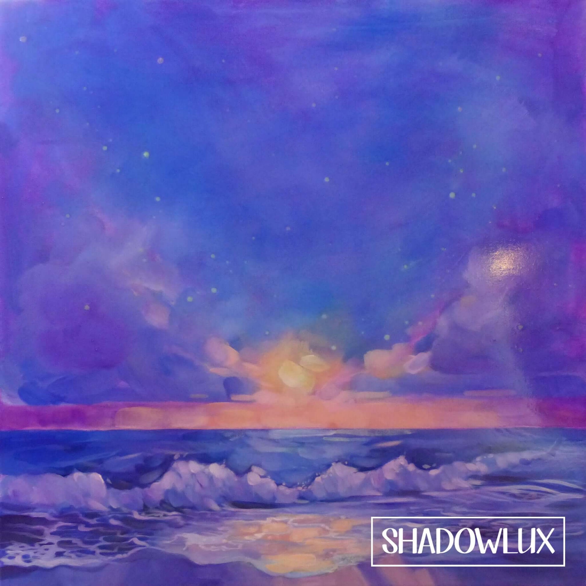 glow in the dark beach painting that glows at night with a starry sky