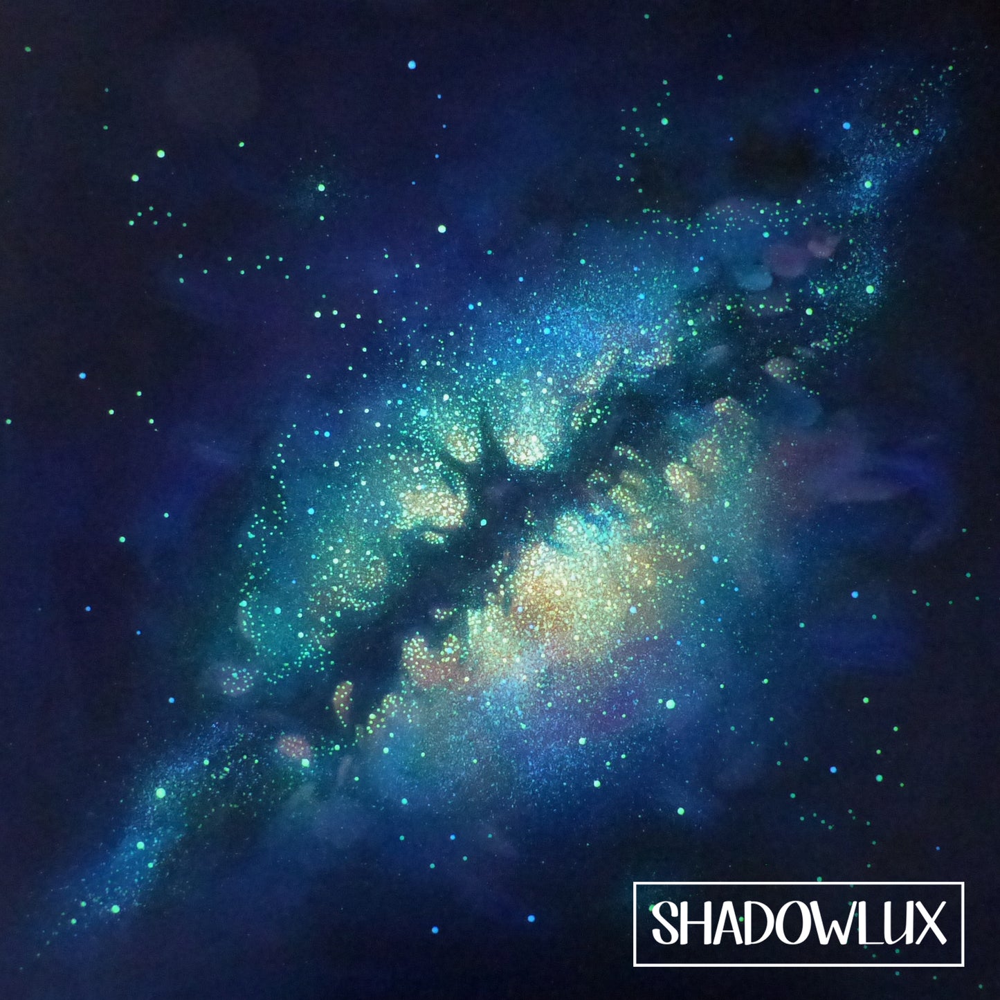 Painting of the Milky Way with cosmic dust and distant star patterns