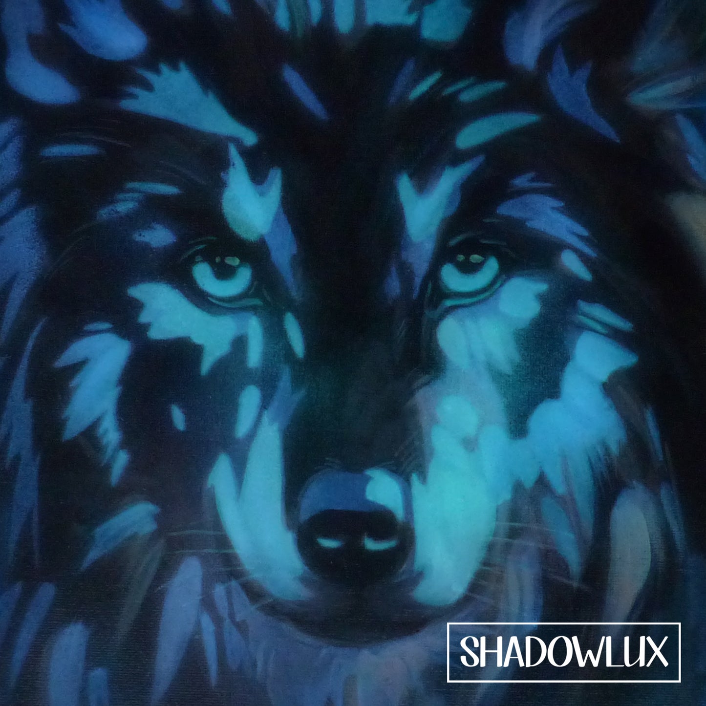 glow in the dark wolf painting