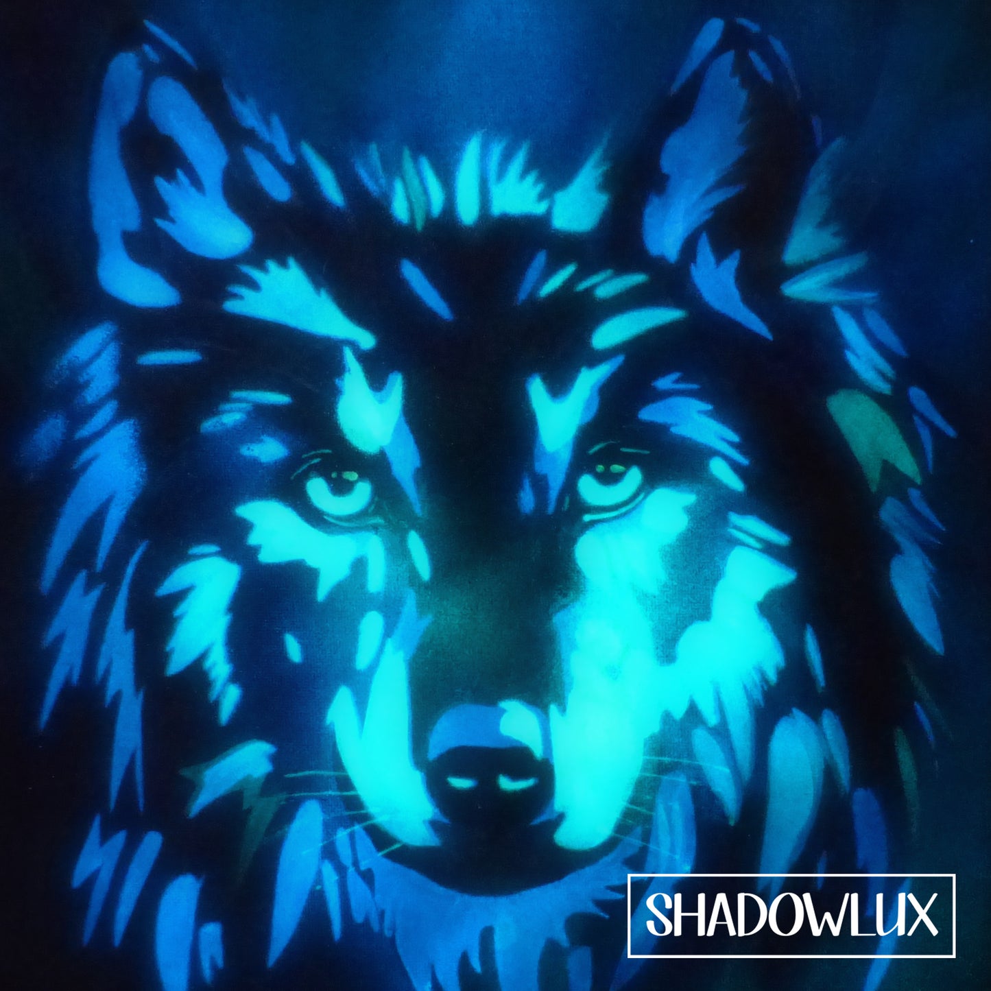 glow in the dark wolf painting