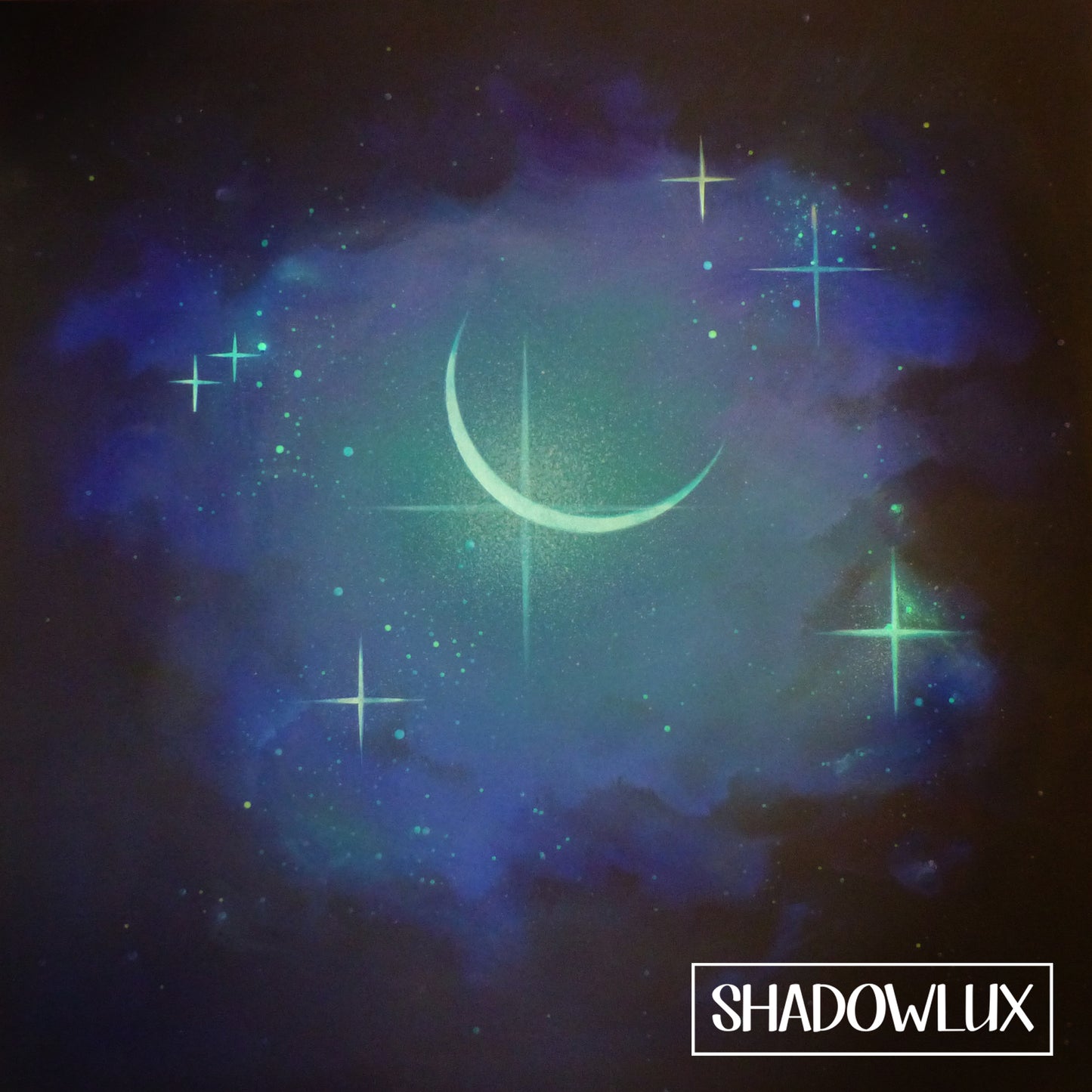 glow in the dark crescent Moon painting