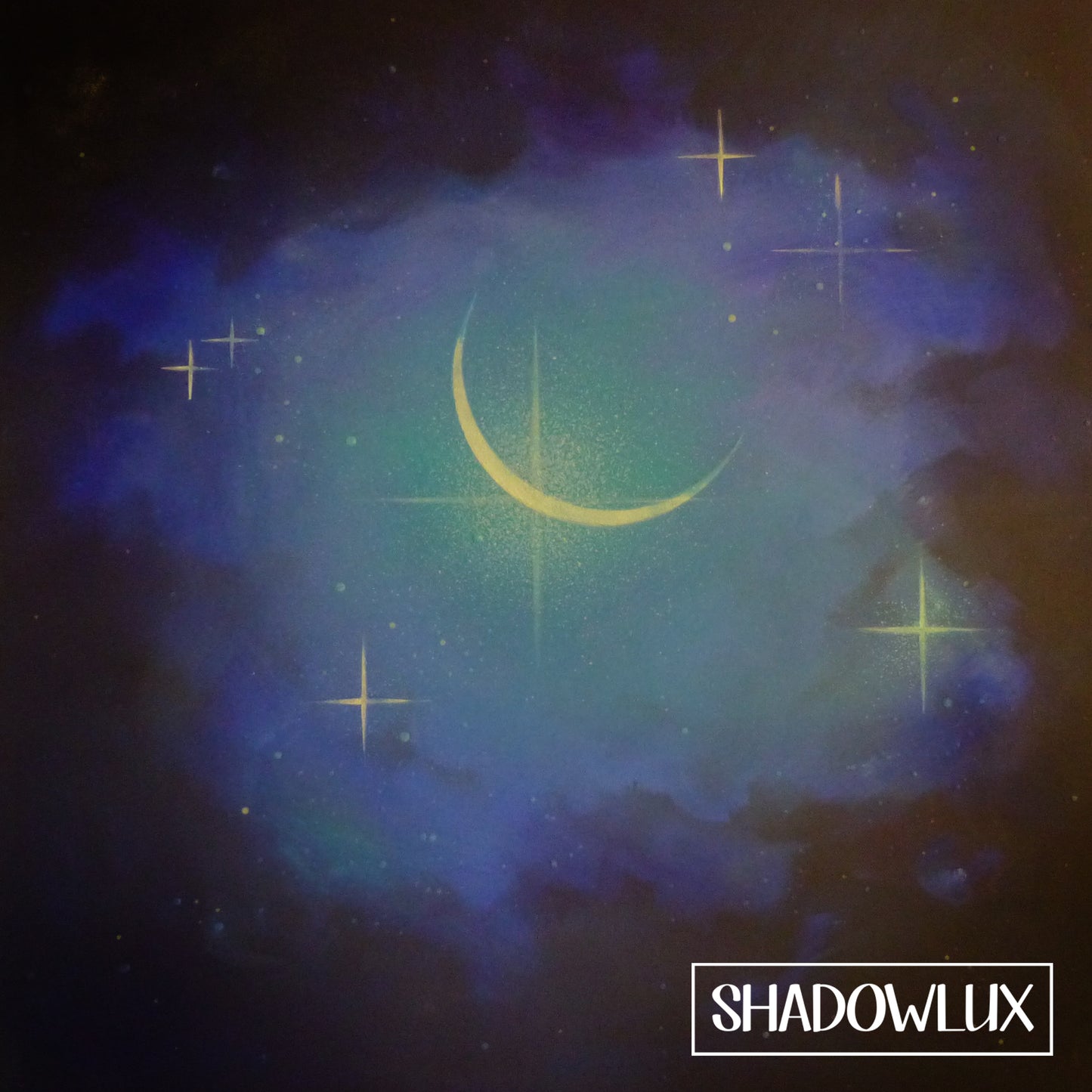 glow in the dark crescent moon painting during the day
