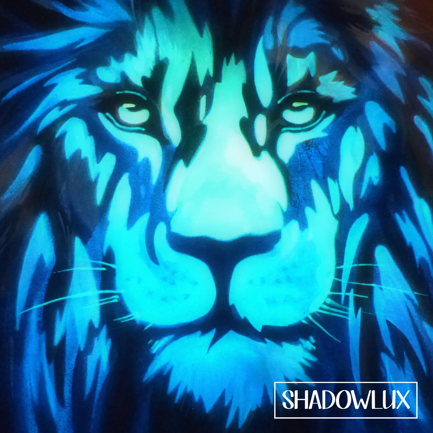 one of a kind glow in the dark lion art