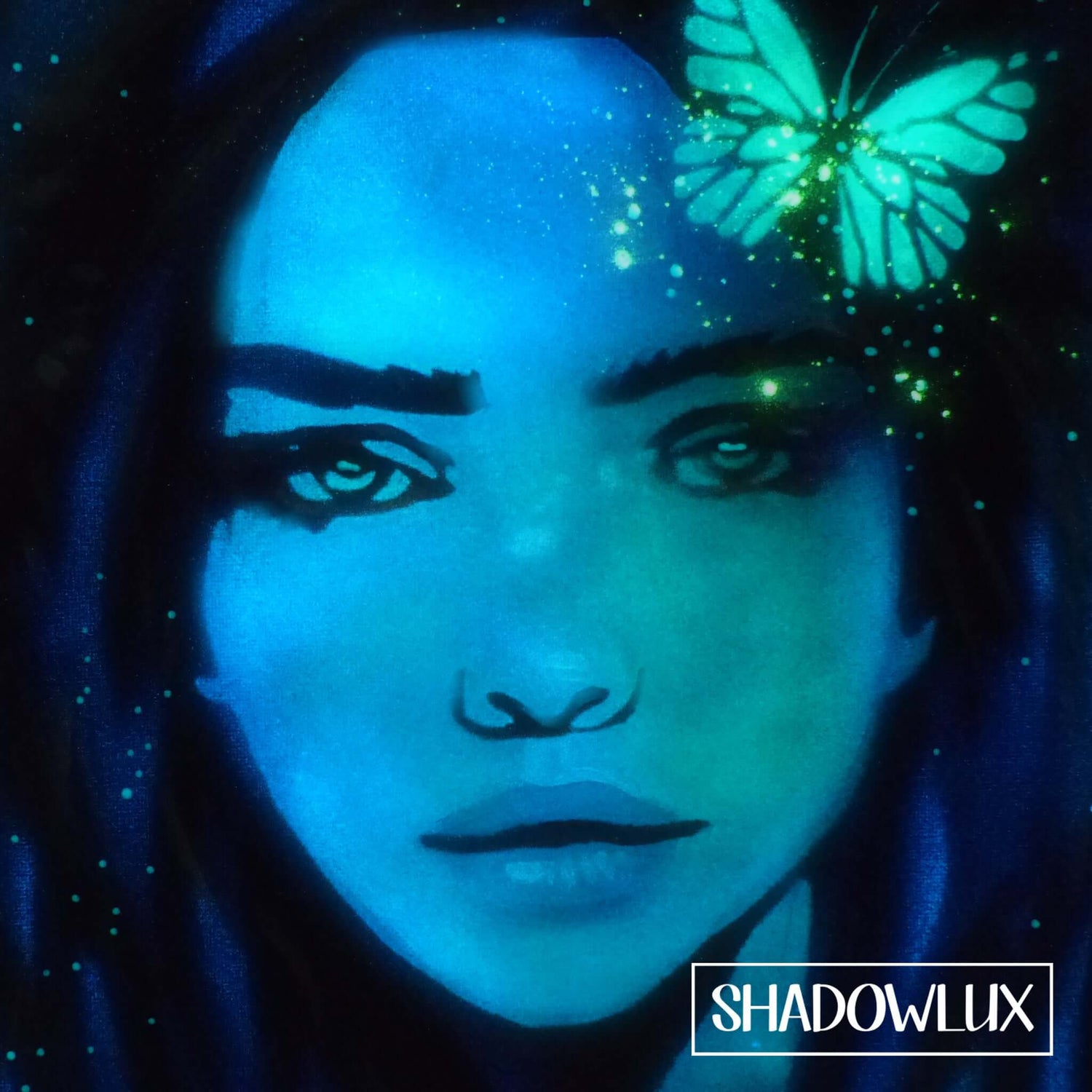 glow in the dark fantasy dryad elf girl painting 