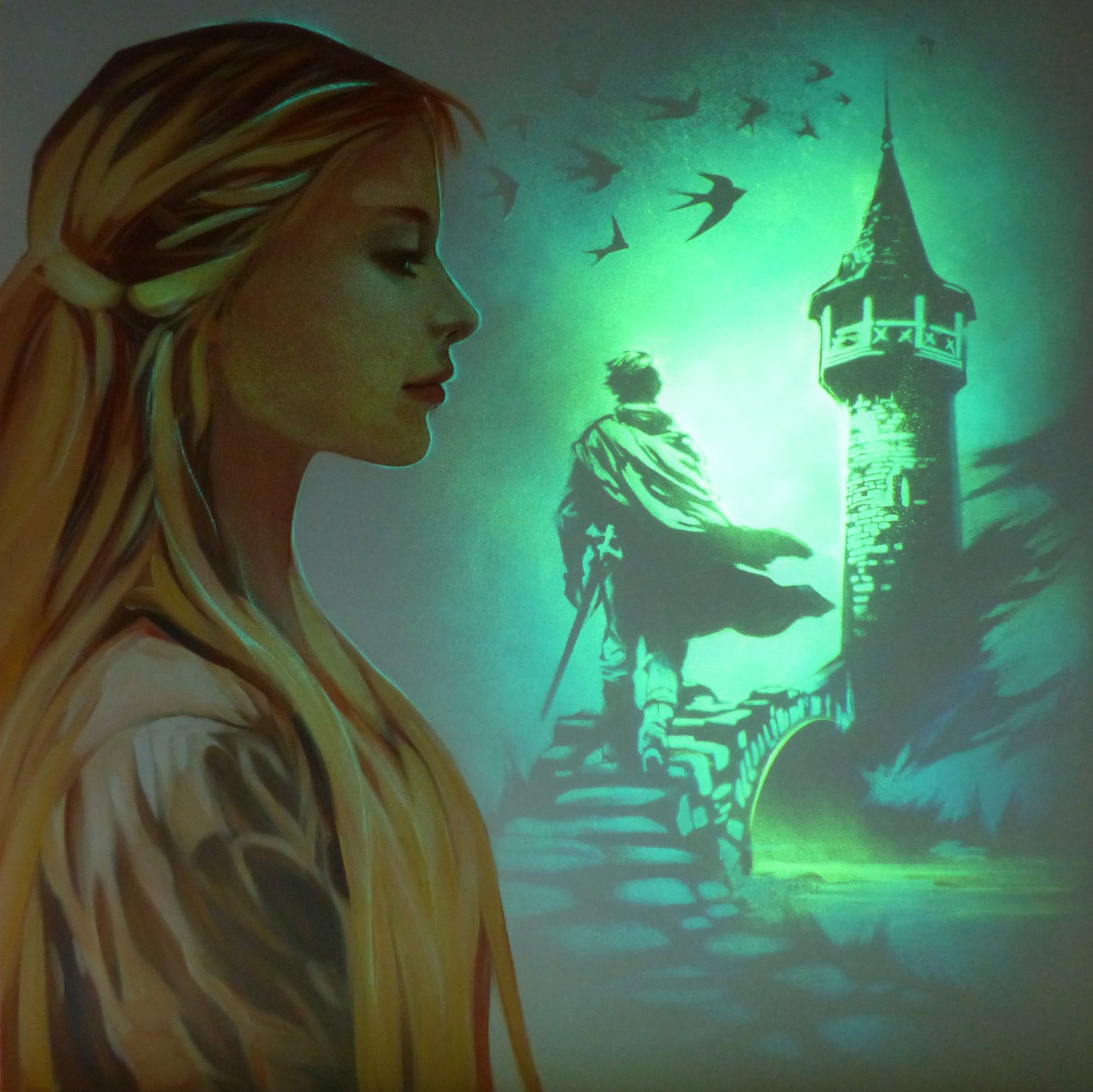 glow in the dark rapunzel painting