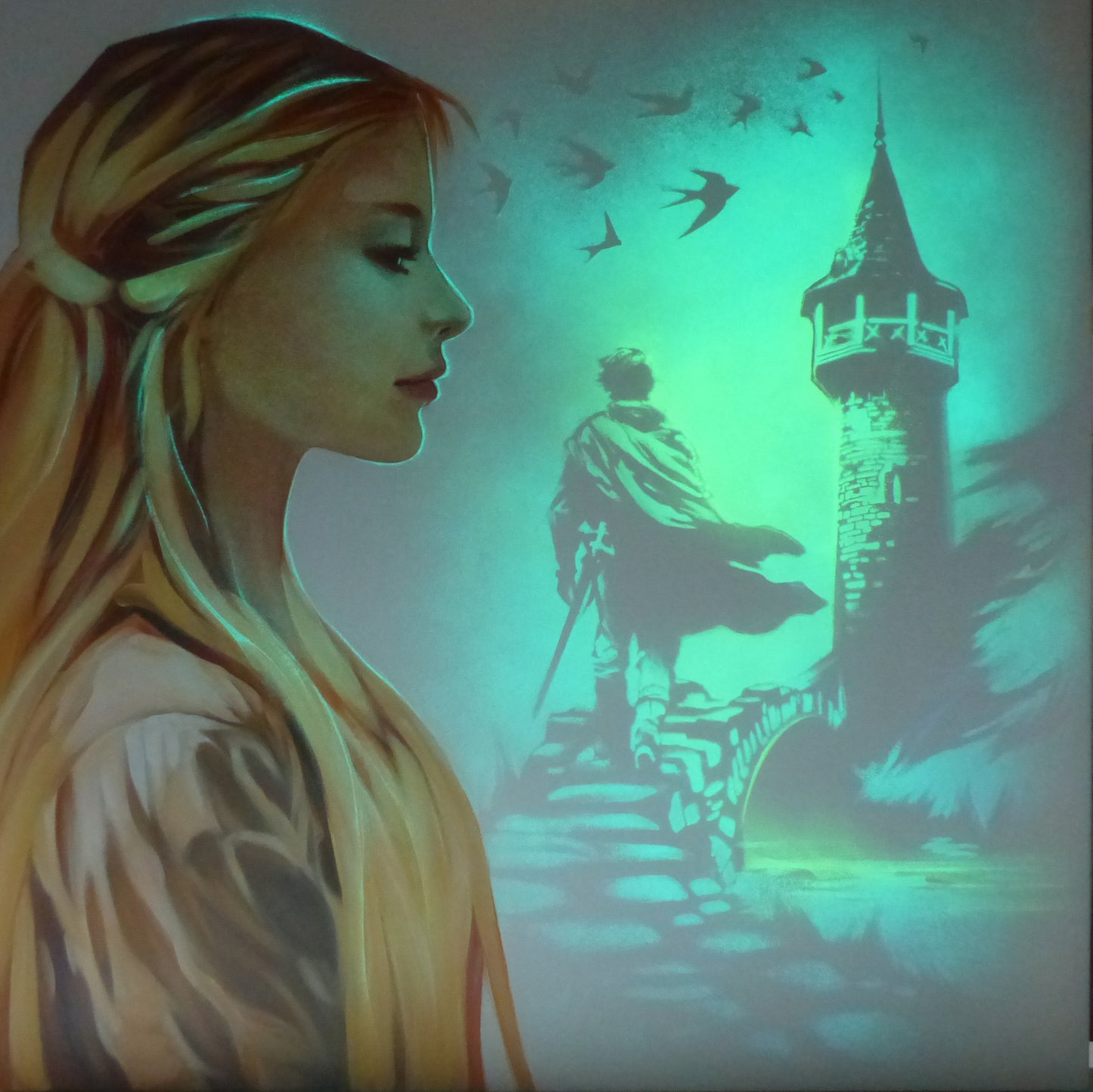glow in the dark rapunzel painting