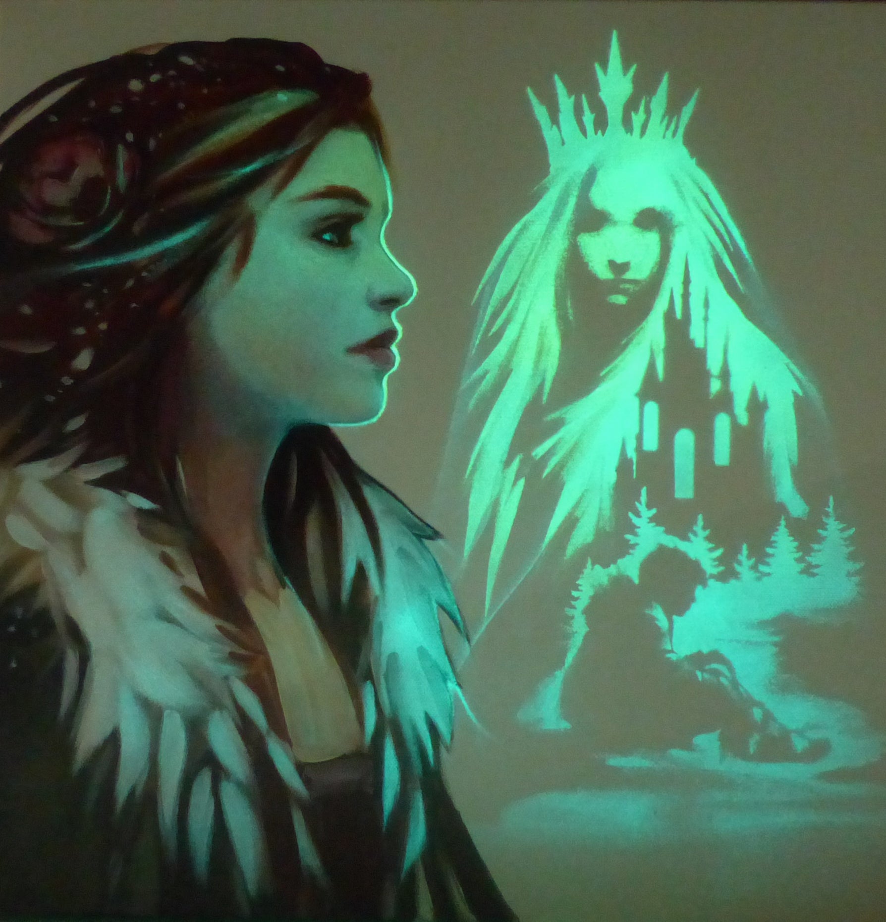 glow in the dark painting Gerda and the snow queen 